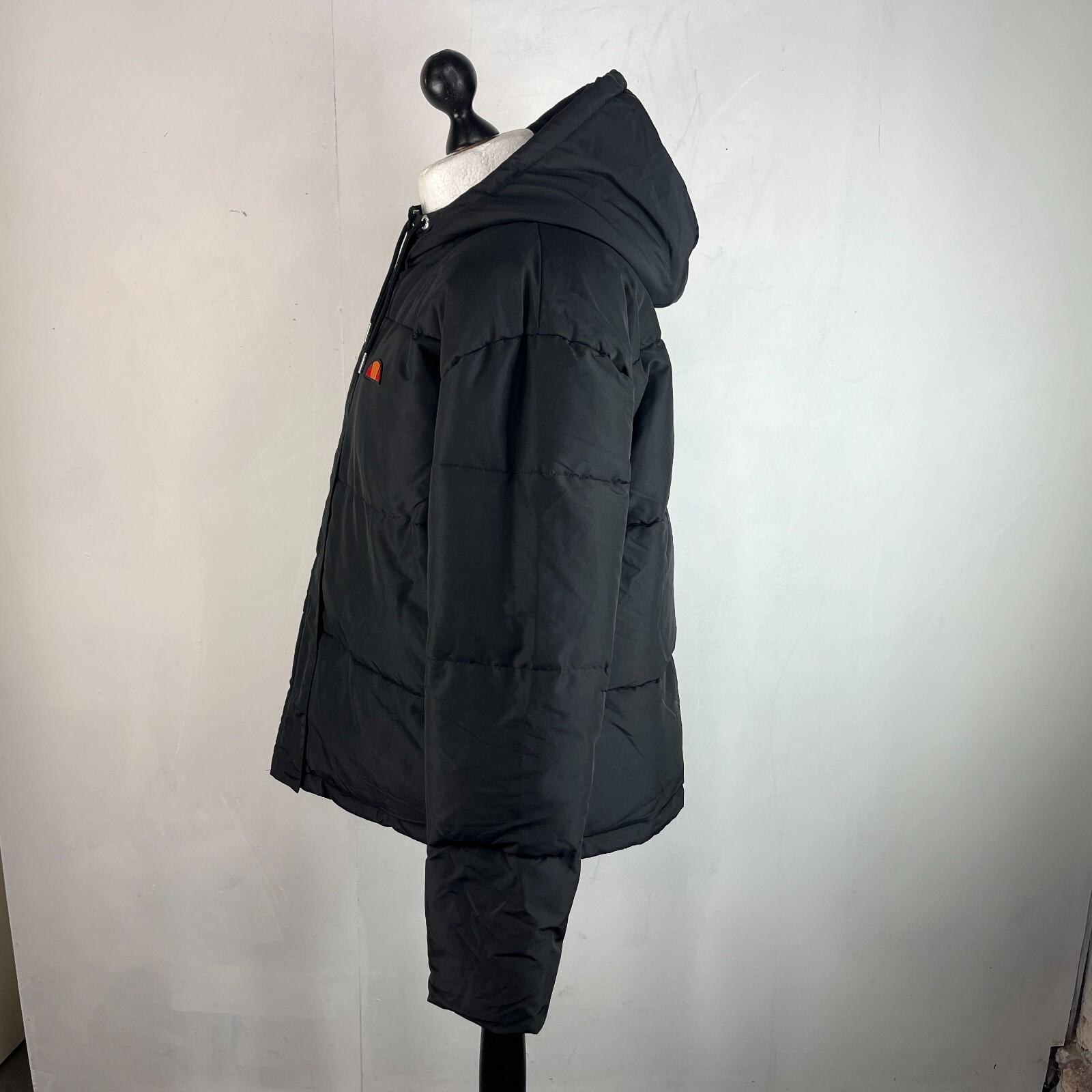 Ellesse Womens Hooded Quilted Padded Puffer Jacket in Black UK 16 - Near Mint