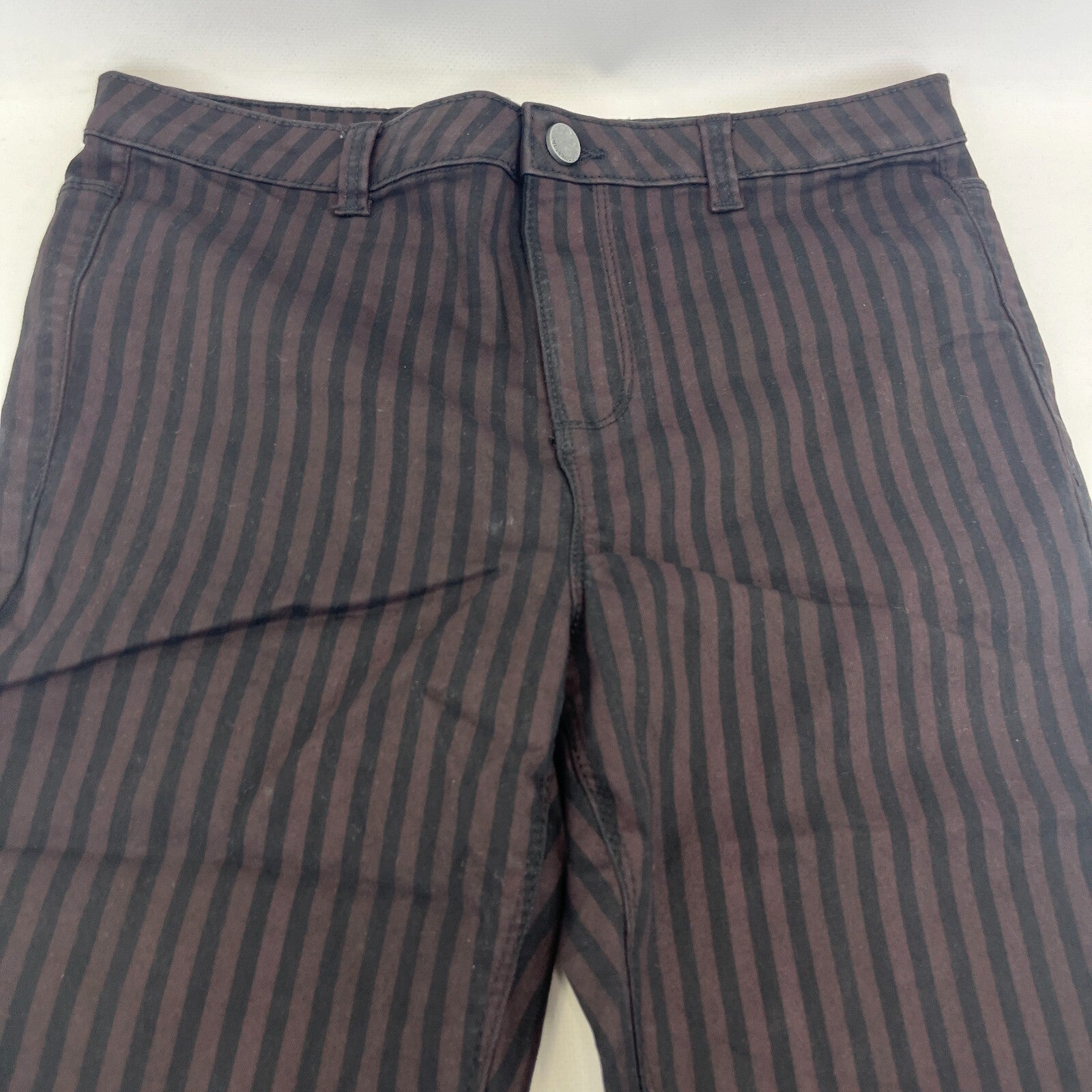Clockhouse Womens Black/Purple Striped Jeans Cotton Blend Skinny size 40R NWOT