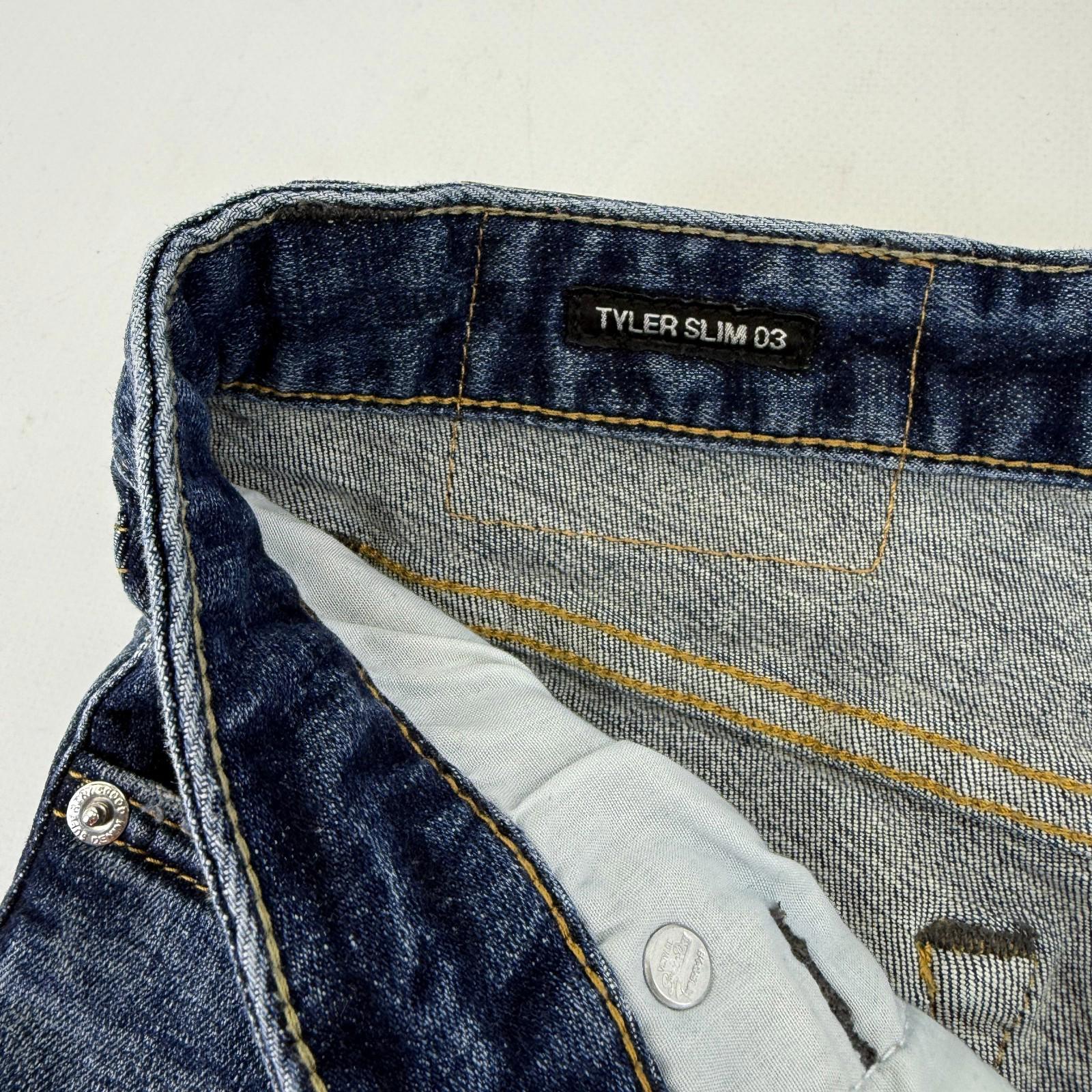 Superdry Tyler 003 Shorts Mens W28" L10" Blue Denim Slim Stretch Zip Fly