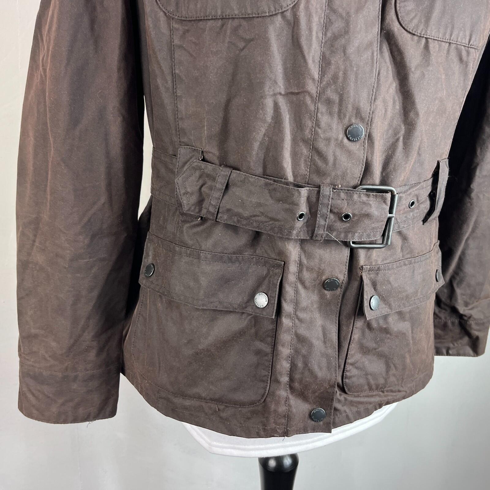 Crane Womens Waxed Cotton Jacket with a Belt Brown size Medium
