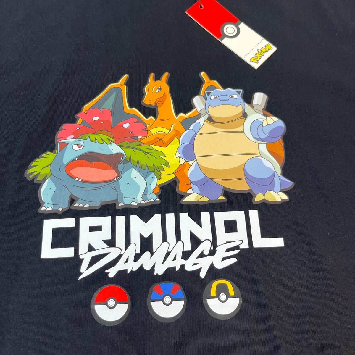 Criminal Damage Premium Black Pokémon T-Shirt Short Sleeve size Small