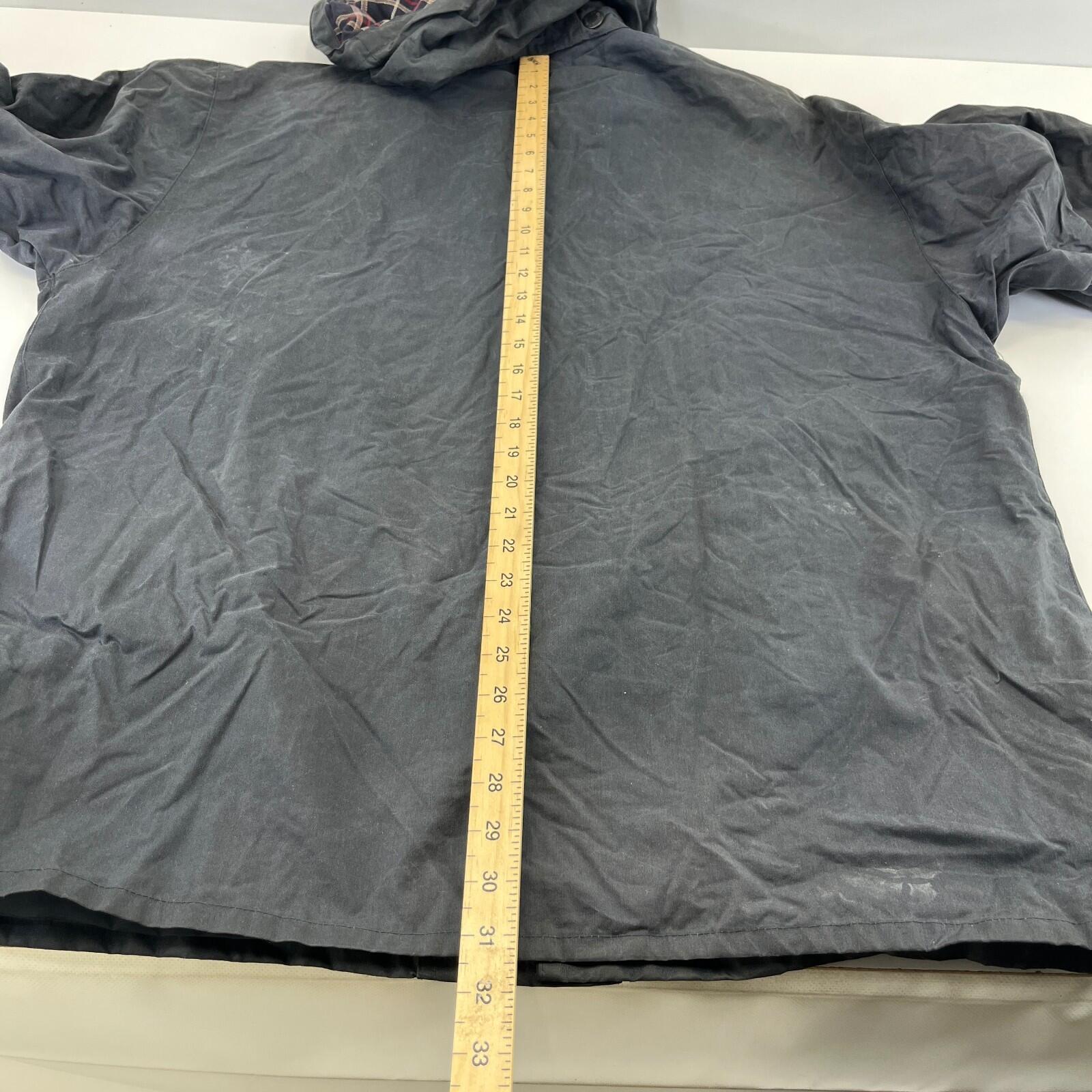 Mc Orvis Wax Jacket Mens size M Black Waxed Coat with Hood Made in the UK