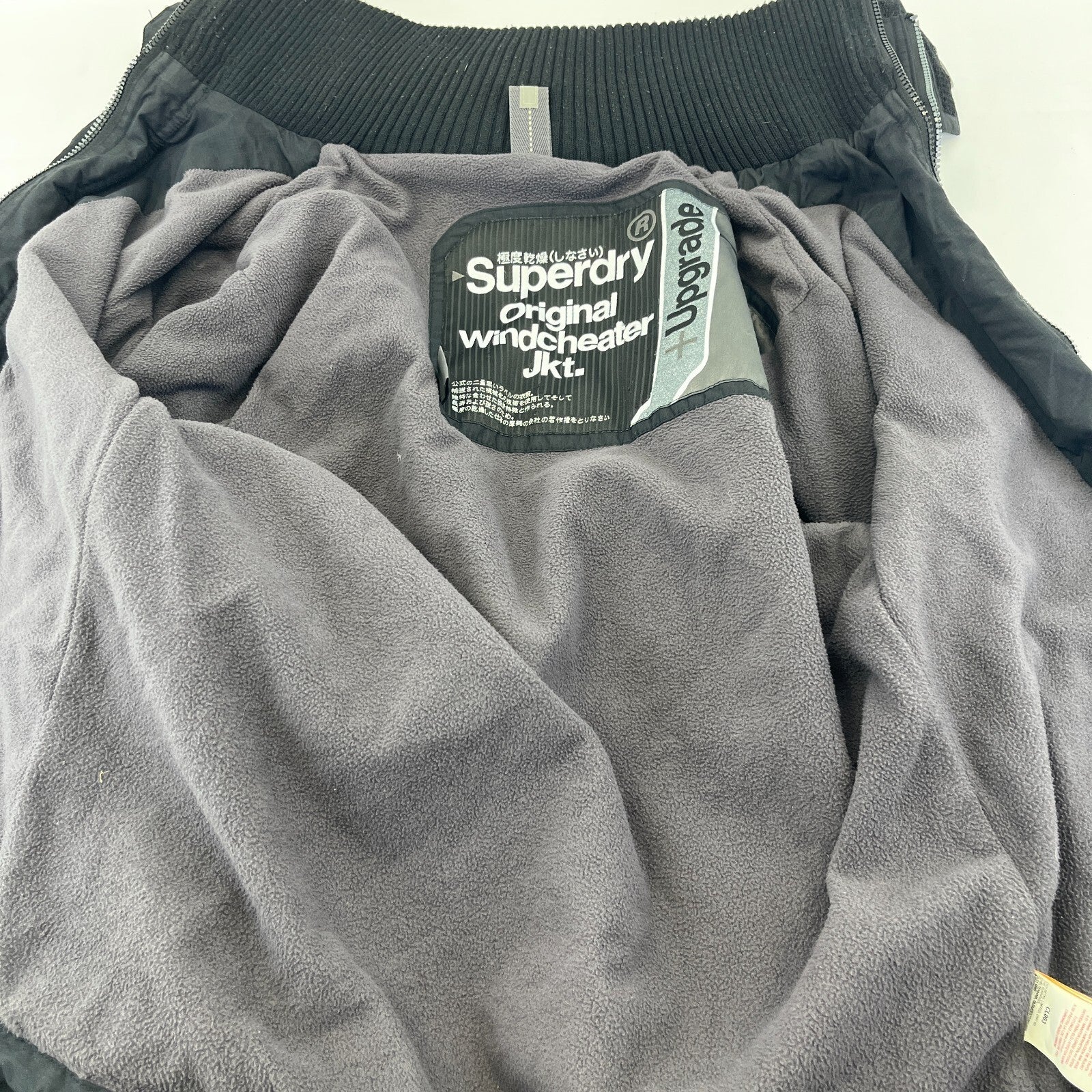 Superdry Original Windcheater Jacket Japan Men’s size Large Black Fleece Lined