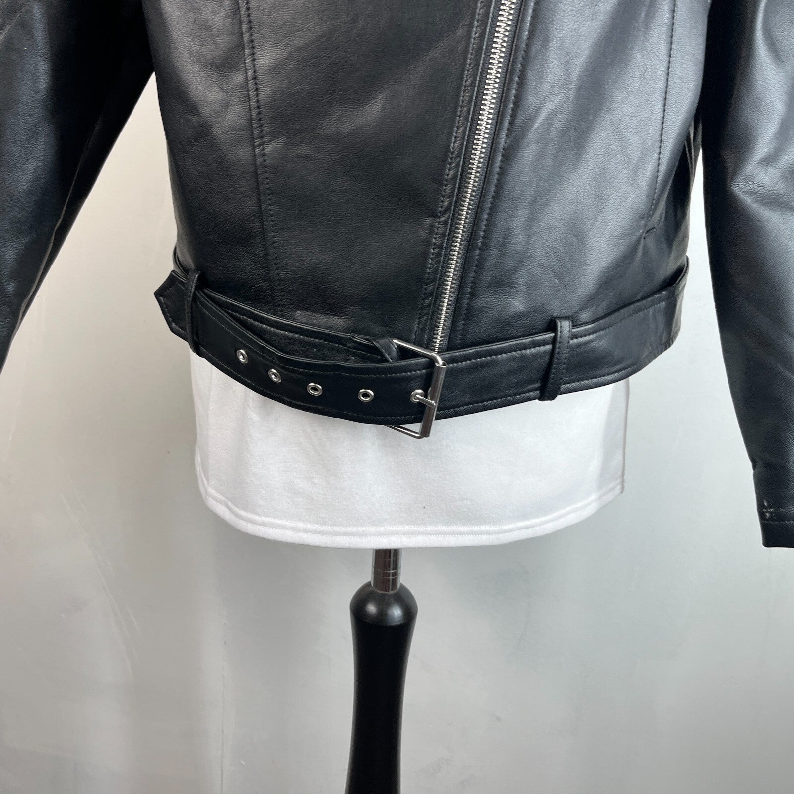 Be You Women’s Black Faux Leather Biker Jacket UK size 20 - New