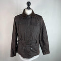 Mc Orvis Wax Jacket Womens size M Brown Waxed Coat with Belt Made in the UK