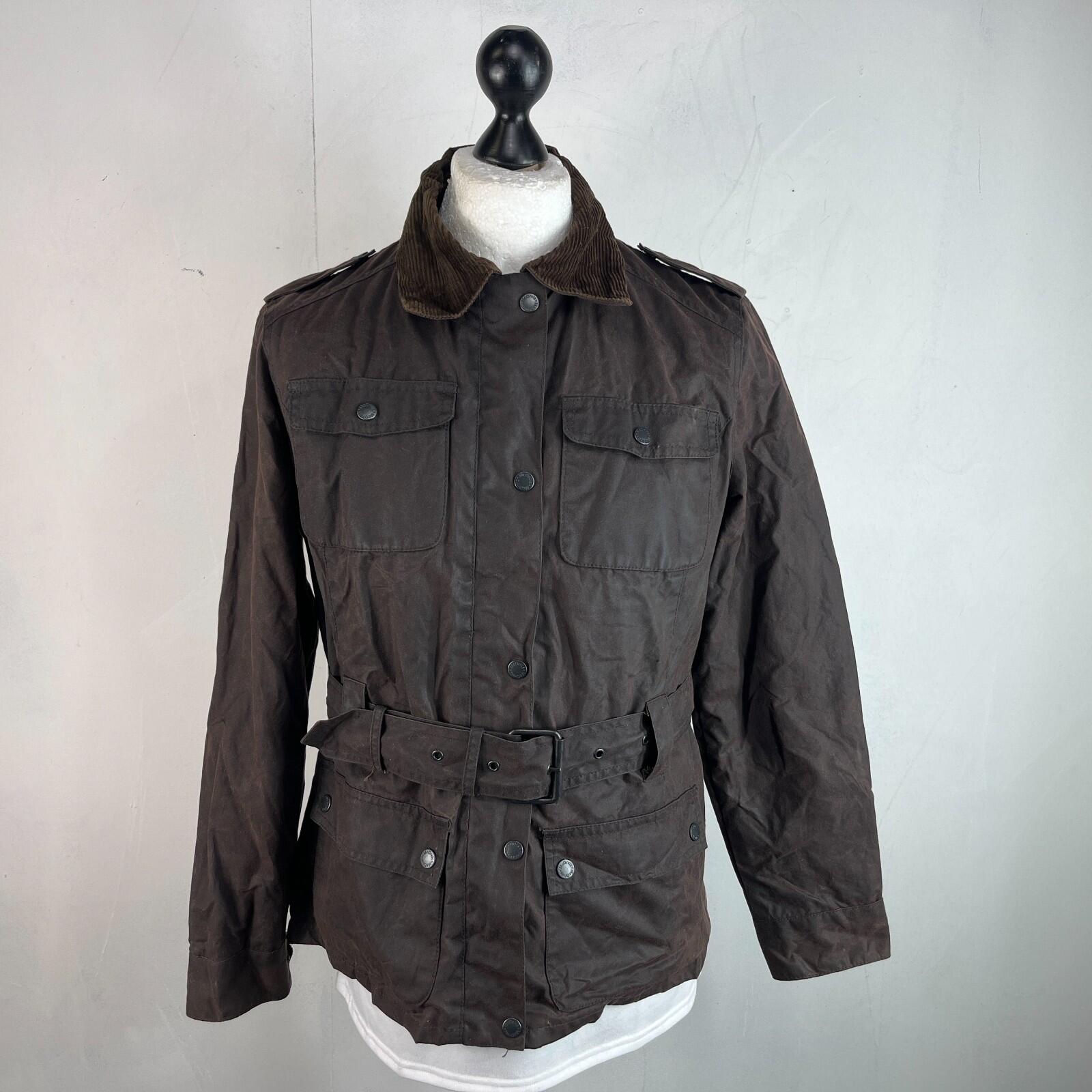Mc Orvis Wax Jacket Womens size M Brown Waxed Coat with Belt Made in the UK