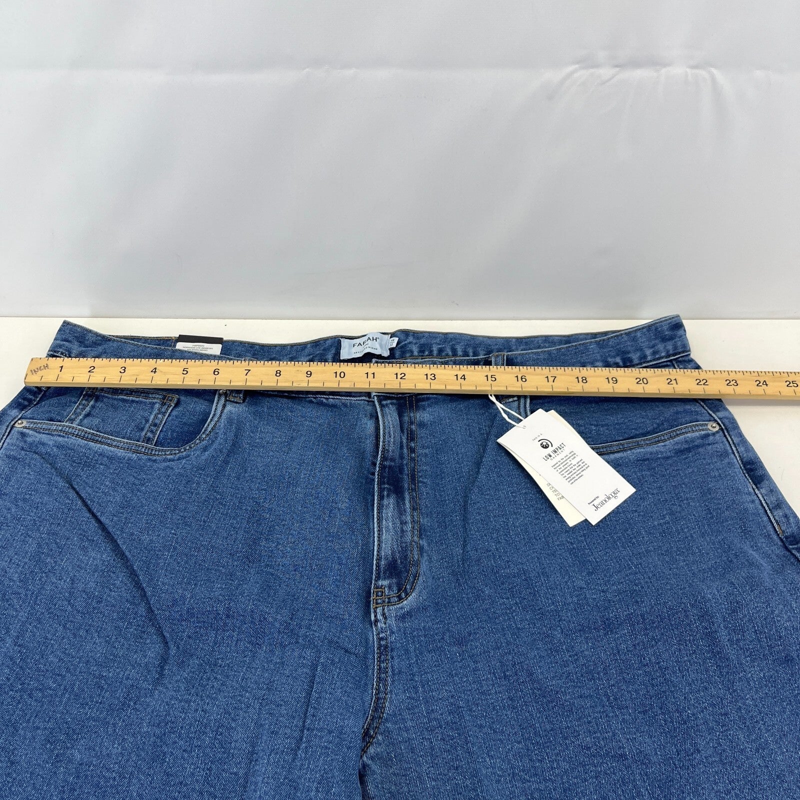 Men's Farah Norwood Indigo Mid Blue Regular Fit Jeans Straight Leg W44" L32" New