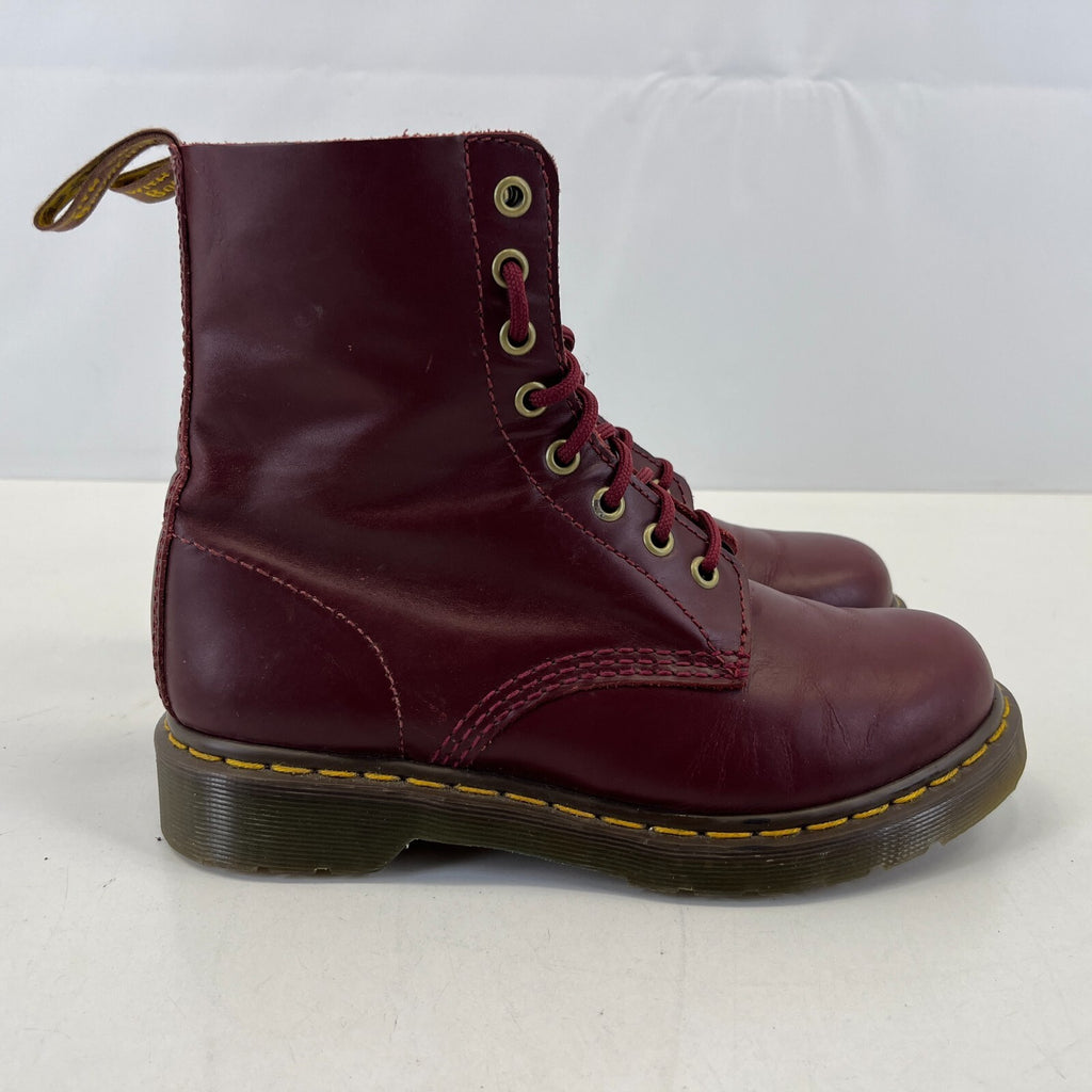 Dr Martens 1460 Pascal Black Red Leather Ankle 8 Hole Boots Size UK 5 EU 38