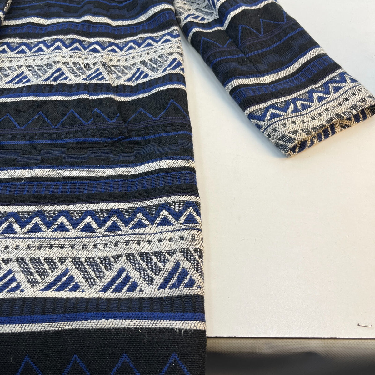Roman Originals Ladies Jacquard Aztec Pattern Long Jacket UK XL Blue/Black/White