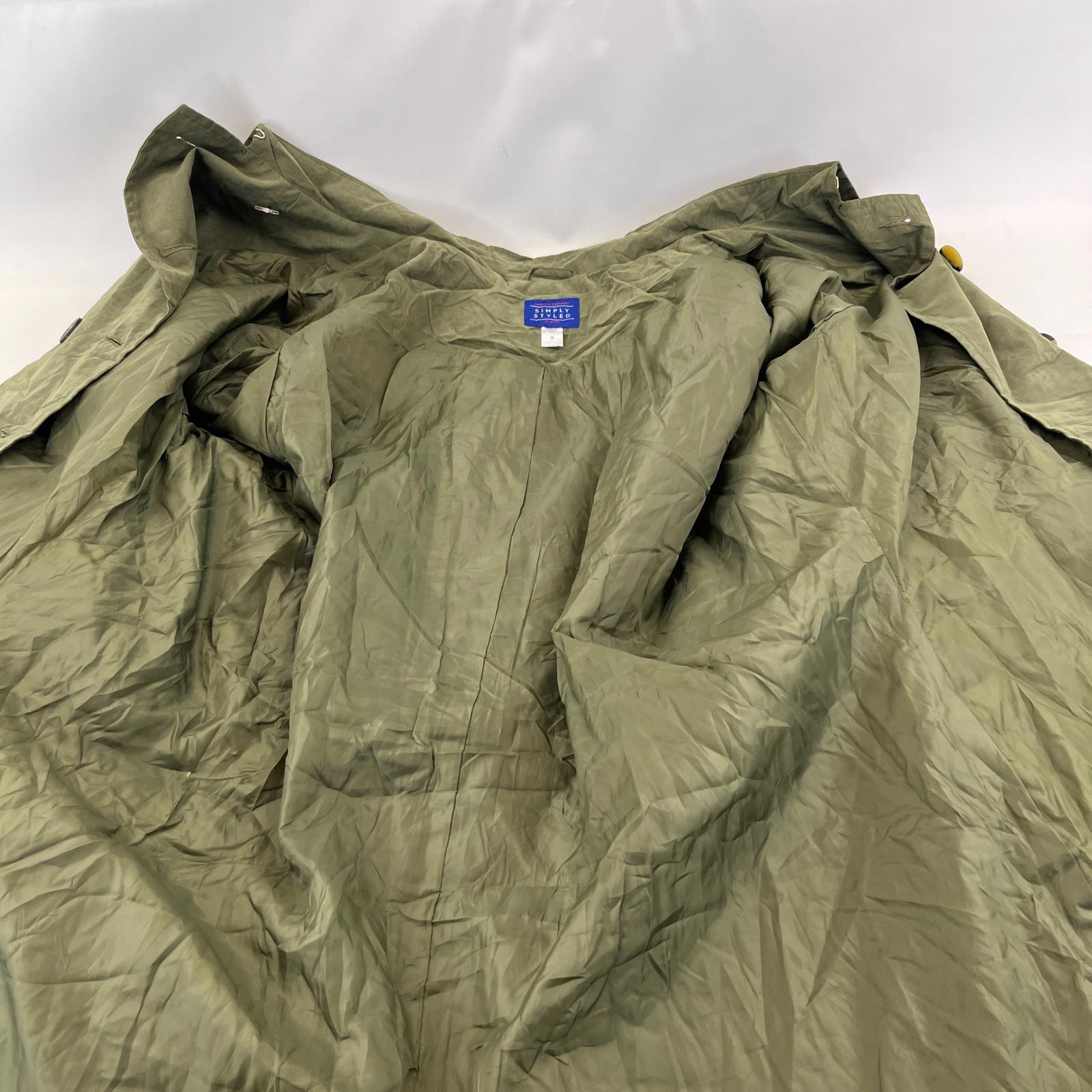 Sears Vtg Distressed Look Military Trench Coat Olive Green Belted - Women's 3XL