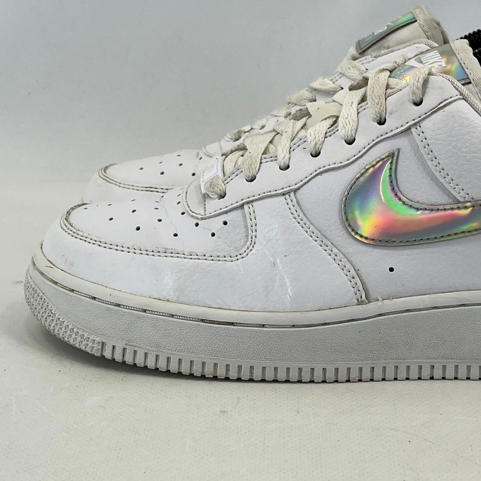 Nike Air Force 1 Trainers Women’s UK size 6 White with Holographic Swoosh AF1