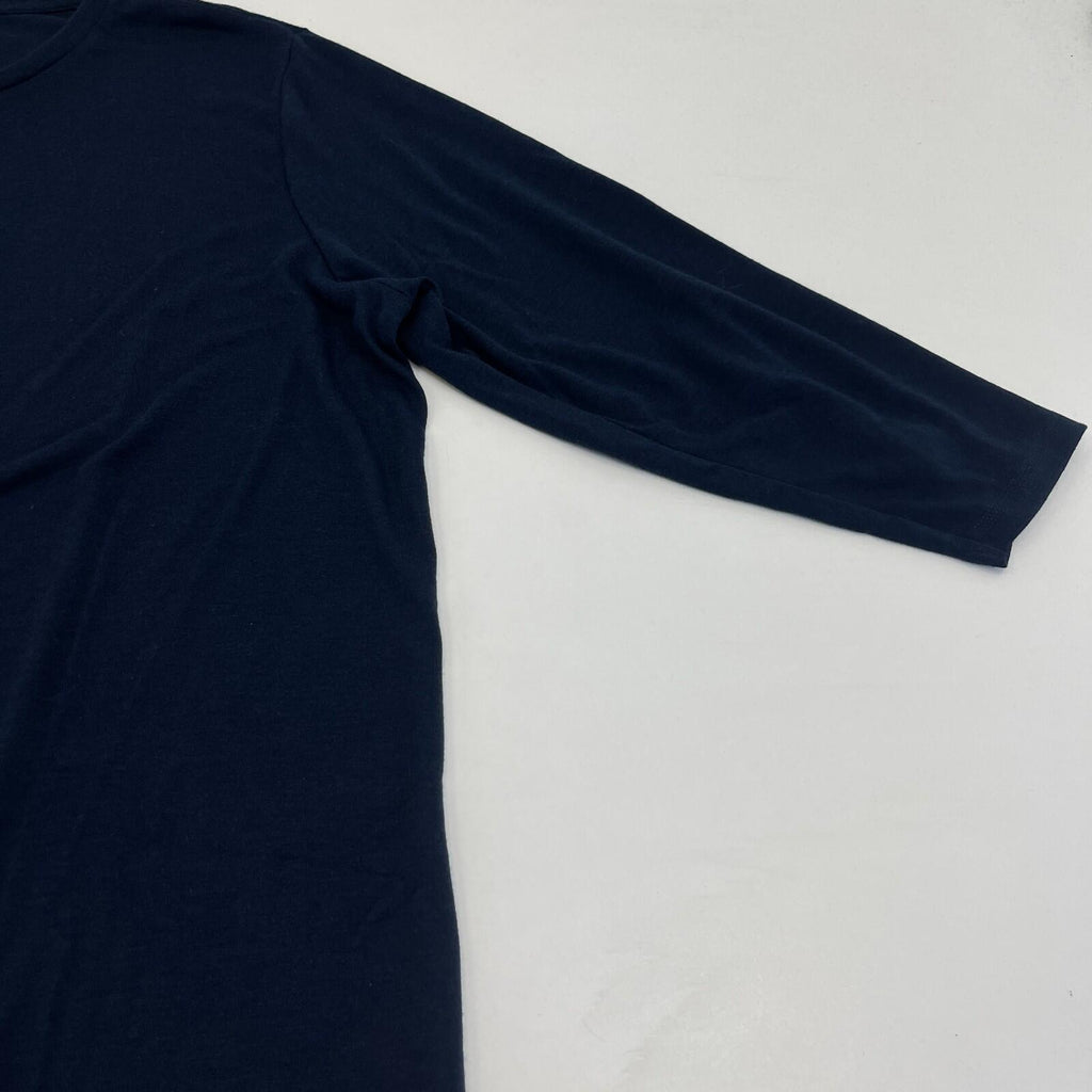 M&S Collection Women's Crew Neck Pullover Top Navy Blue 3/4 Sleeve size 18