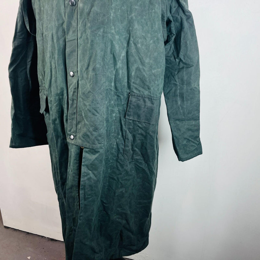 Chiori Women's Waxed Cotton Stockman Weather Jacket Green Long Riding Coat UK XL
