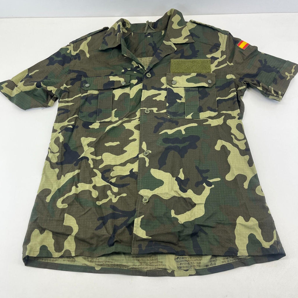 Genuine Spanish Army Combat Shirt Short Sleeve Woodland Camo Ripstop size L