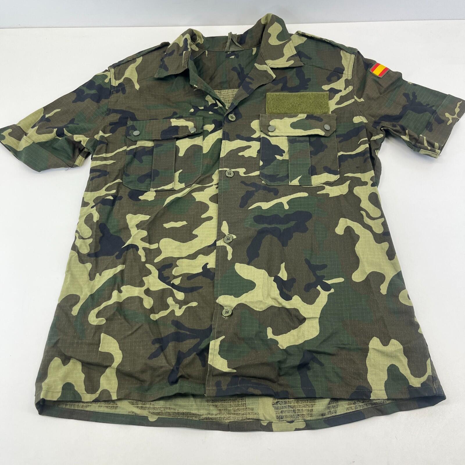 Genuine Spanish Army Combat Shirt Short Sleeve Woodland Camo Ripstop size L