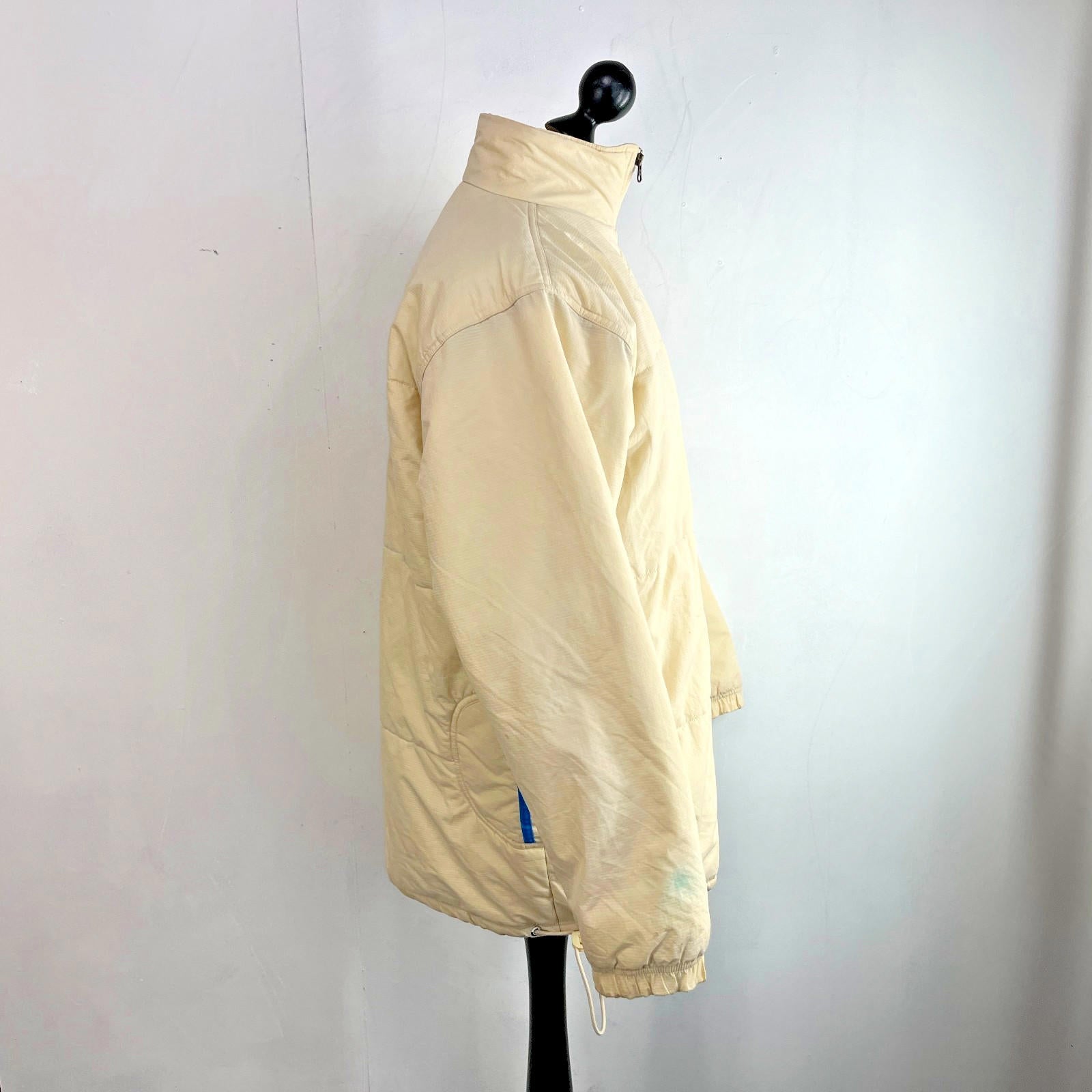 Vintage 90s Adidas Quilted Jacket Coat Y2K Rare Classic Light Yellow size L