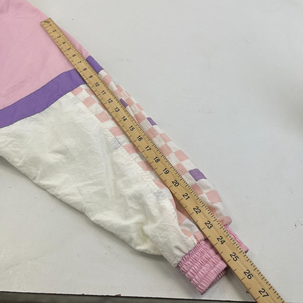 Vintage 80s 90s Golden Cup Shell Suit Track Jacket Pink Colour Block size L