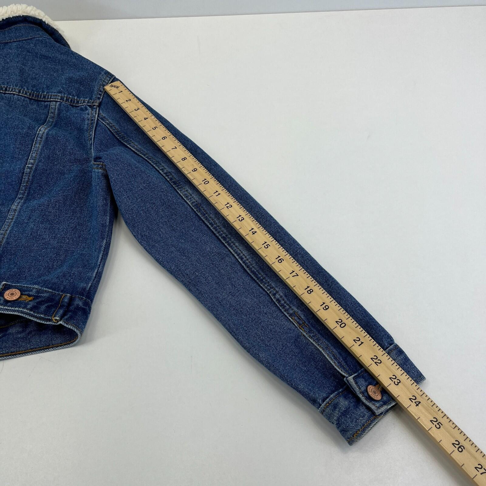 New Look Women's Blue Denim Jacket with Sherpa Collar size M