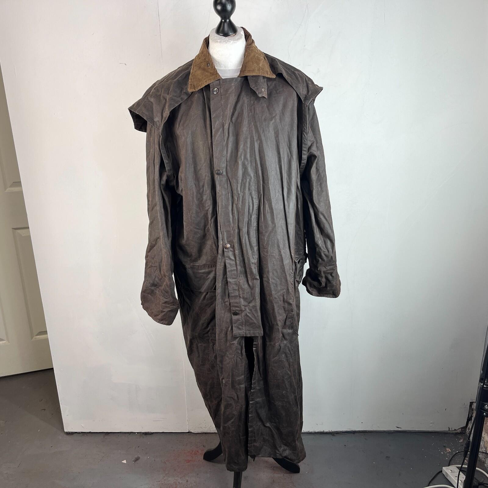 NKS Heavy Duty Brown Wax Waxed Stockman Riding Coat Jacket size XL