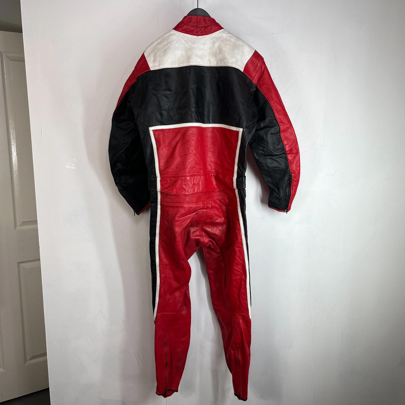 Rare Vtg Biudici 2 Piece Mens Leather Motorcycle Suit EU size Jacket 52 Trs 50