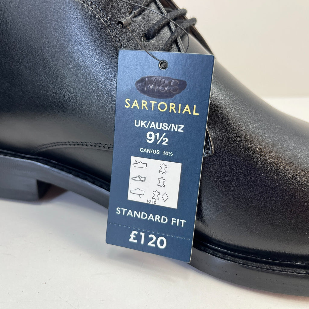 Marks and Spencer Sartorial Black Leather Smart Luxury Boots UK 9.5 RRP £120 New