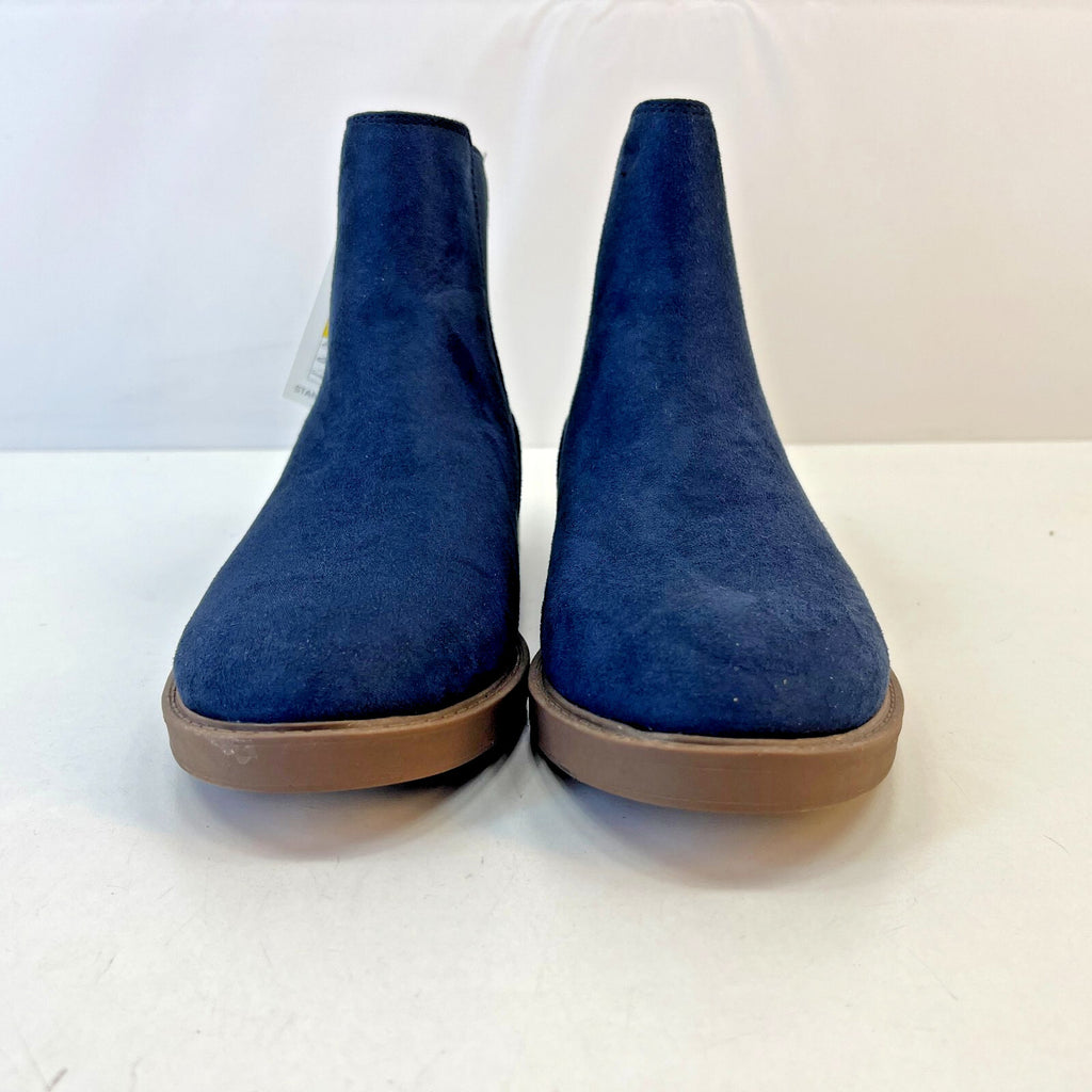 M&S Ladies Vegan Faux Suede Almond Toe Ankle Chelsea Boots Blue UK 6 EU 39.5