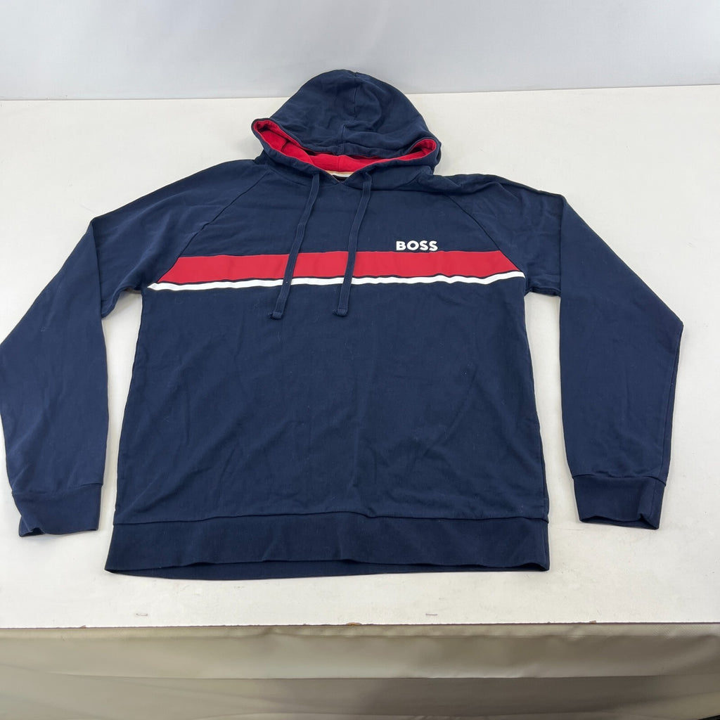 Hugo Boss Mens Lightweight Hoodie in Navy Blue size Medium