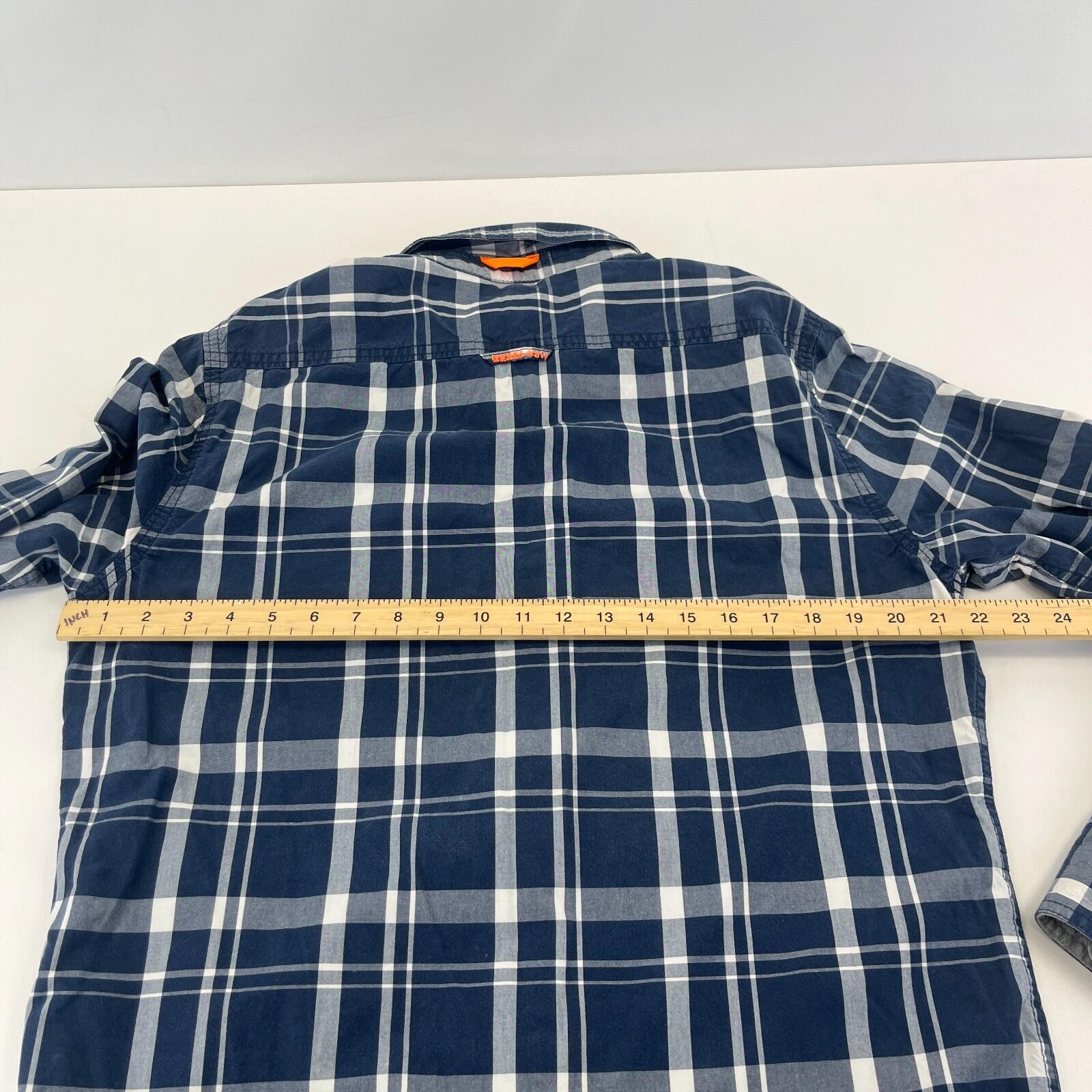 SuperDry Men's Lined Check Work Chore Shirt in Blue size XL