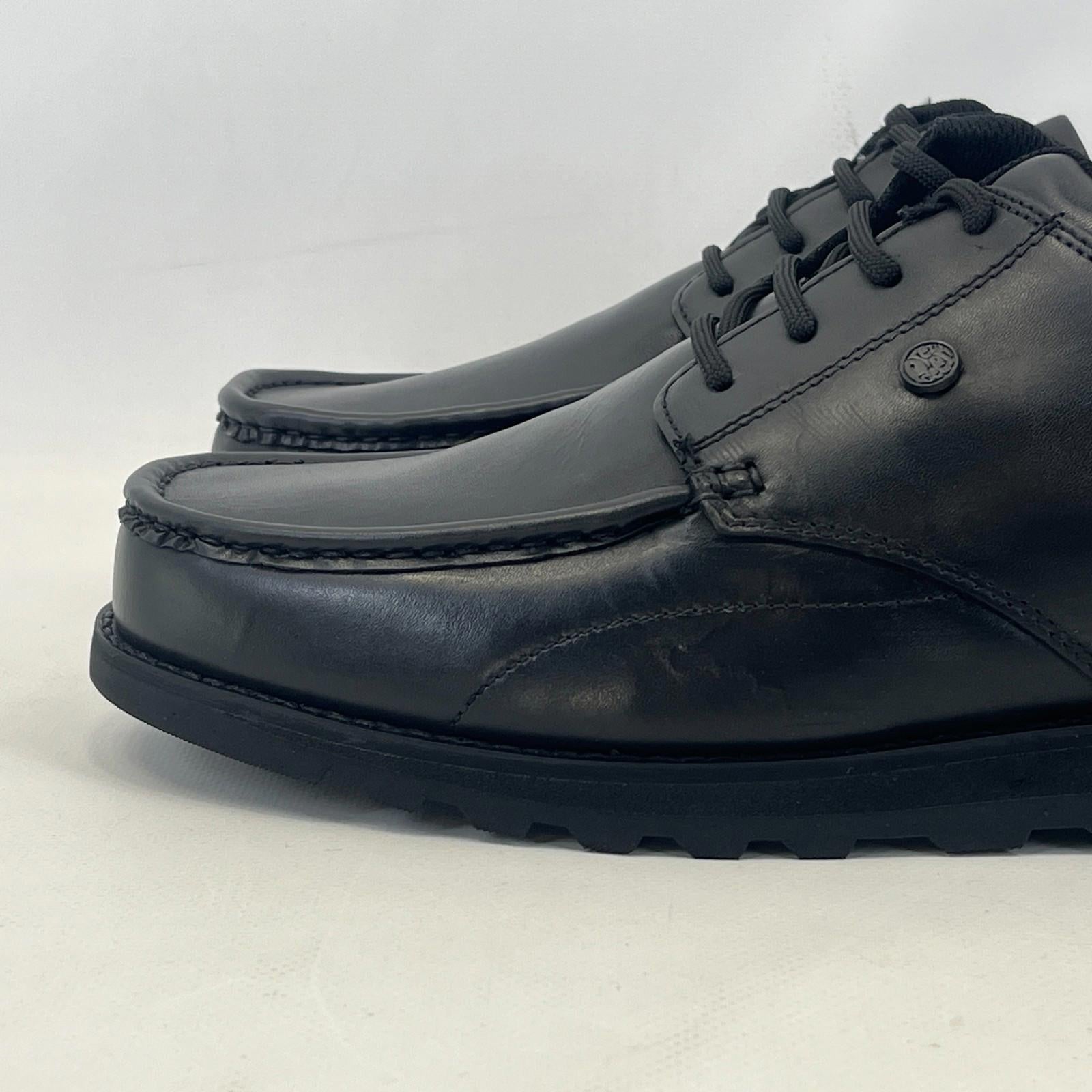 Pretty Green Harrow Lace Up Shoes Moccasin Loafers Men's Black Leather size 10