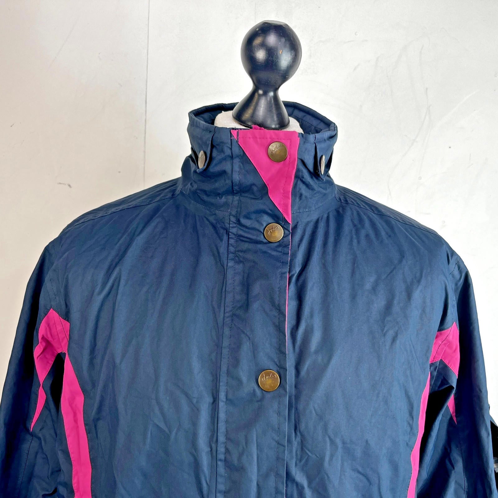 Joules Waterproof Hiking Jacket Raincoat Women’s Size 18 Navy Blue & Pink Coast