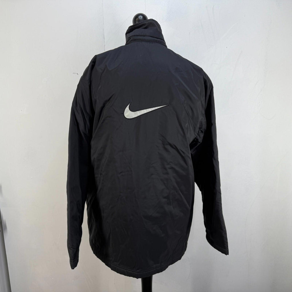 Vintage Nike Quilted Coat Jacket in Black Y2K 90s size Medium
