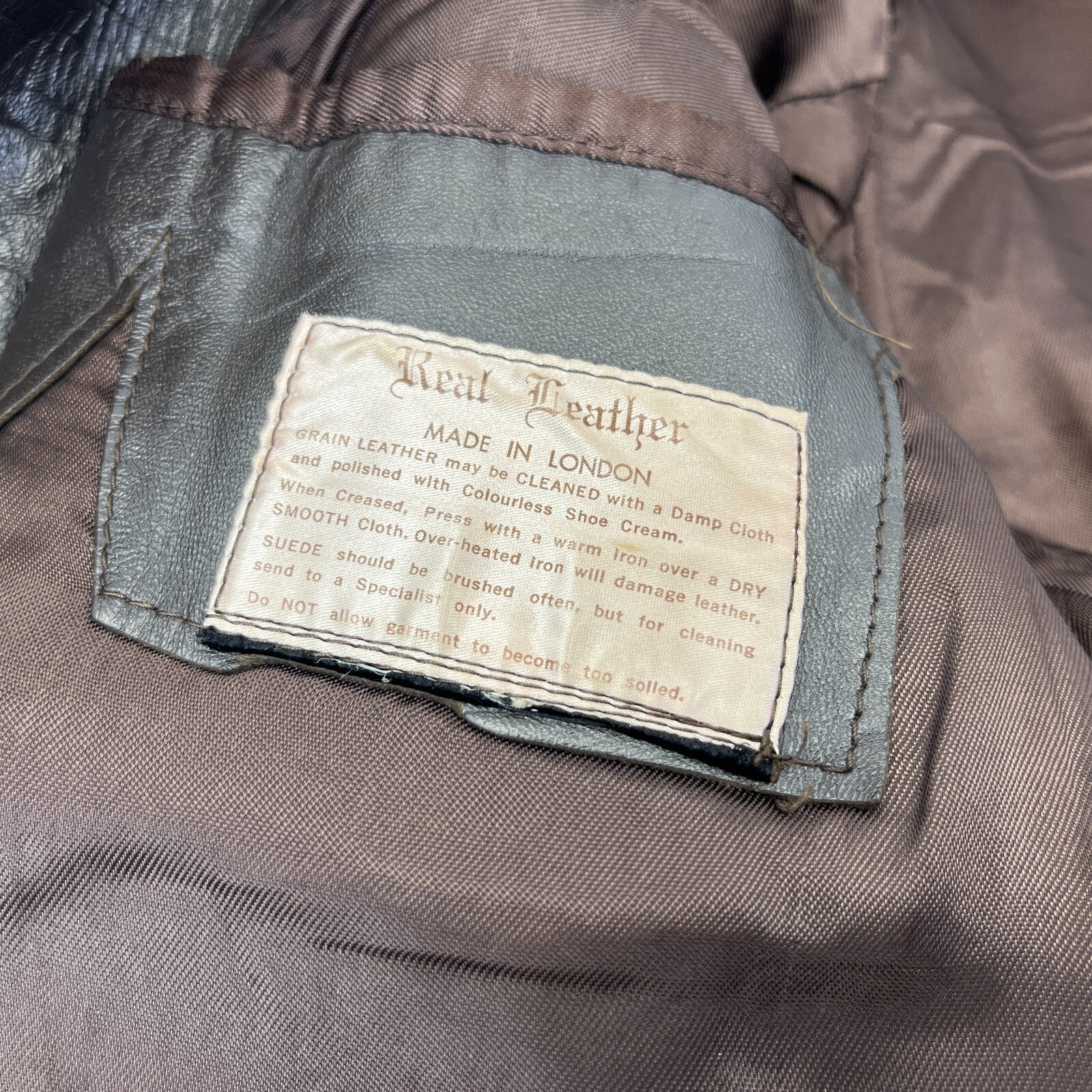 Vintage Made in London Dark Brown Leather Jacket Mid Length Retro size Medium