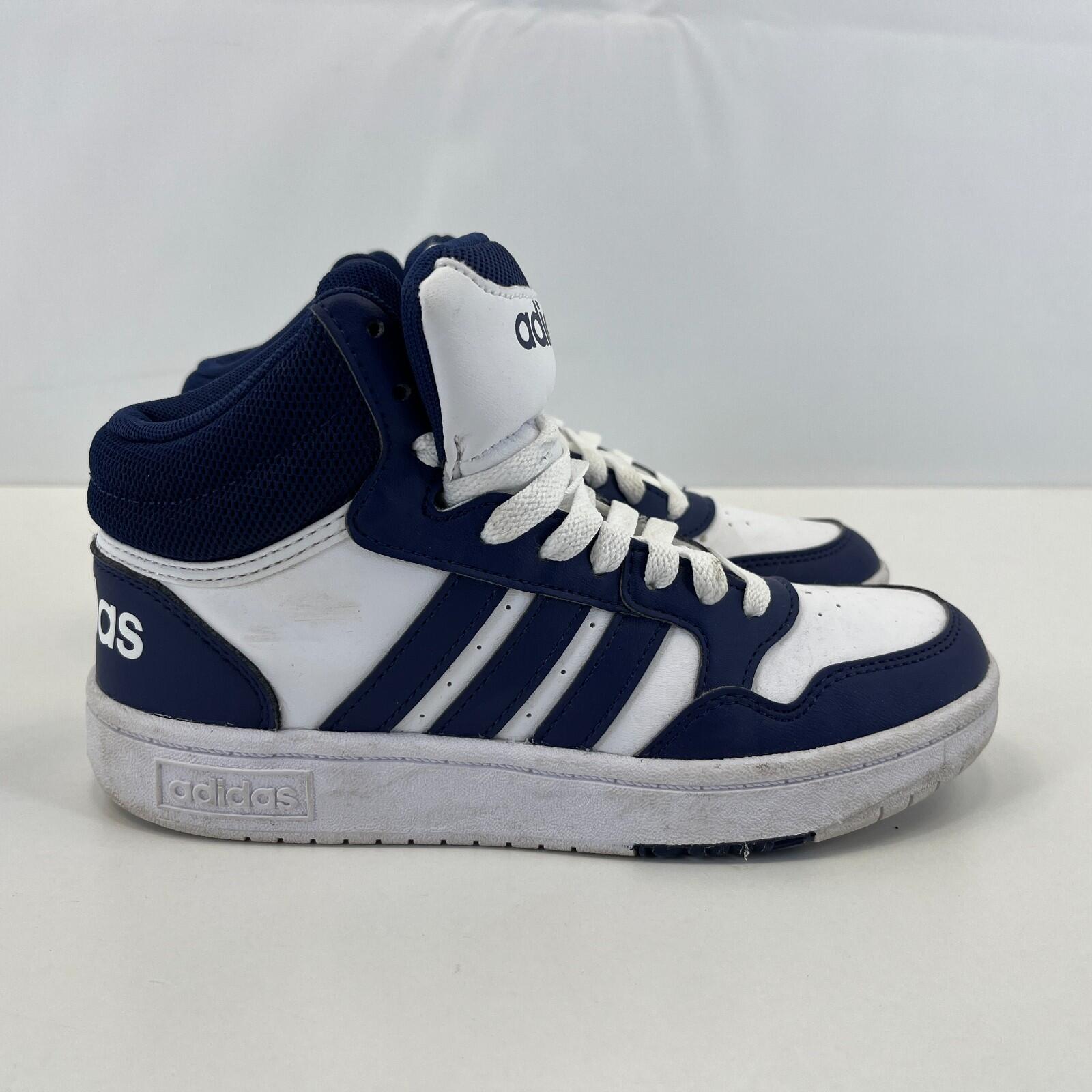 Adidas Hoops Mid 3.0 K Trainers White & Blue UK size 2 / EU 34