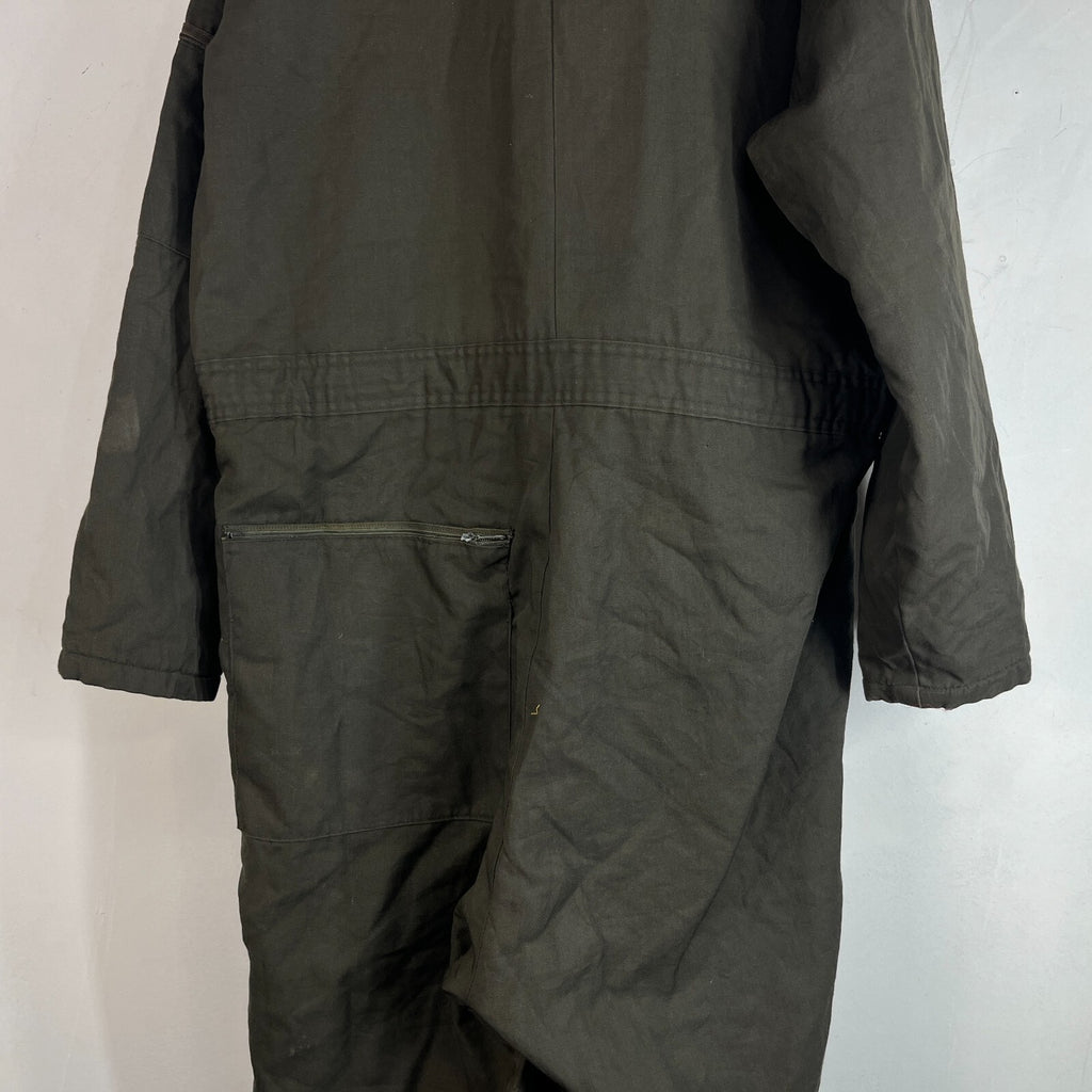 Vtg Montgomery Ward Powr House Thermal Insulated Overalls Green w/ Hood size XL