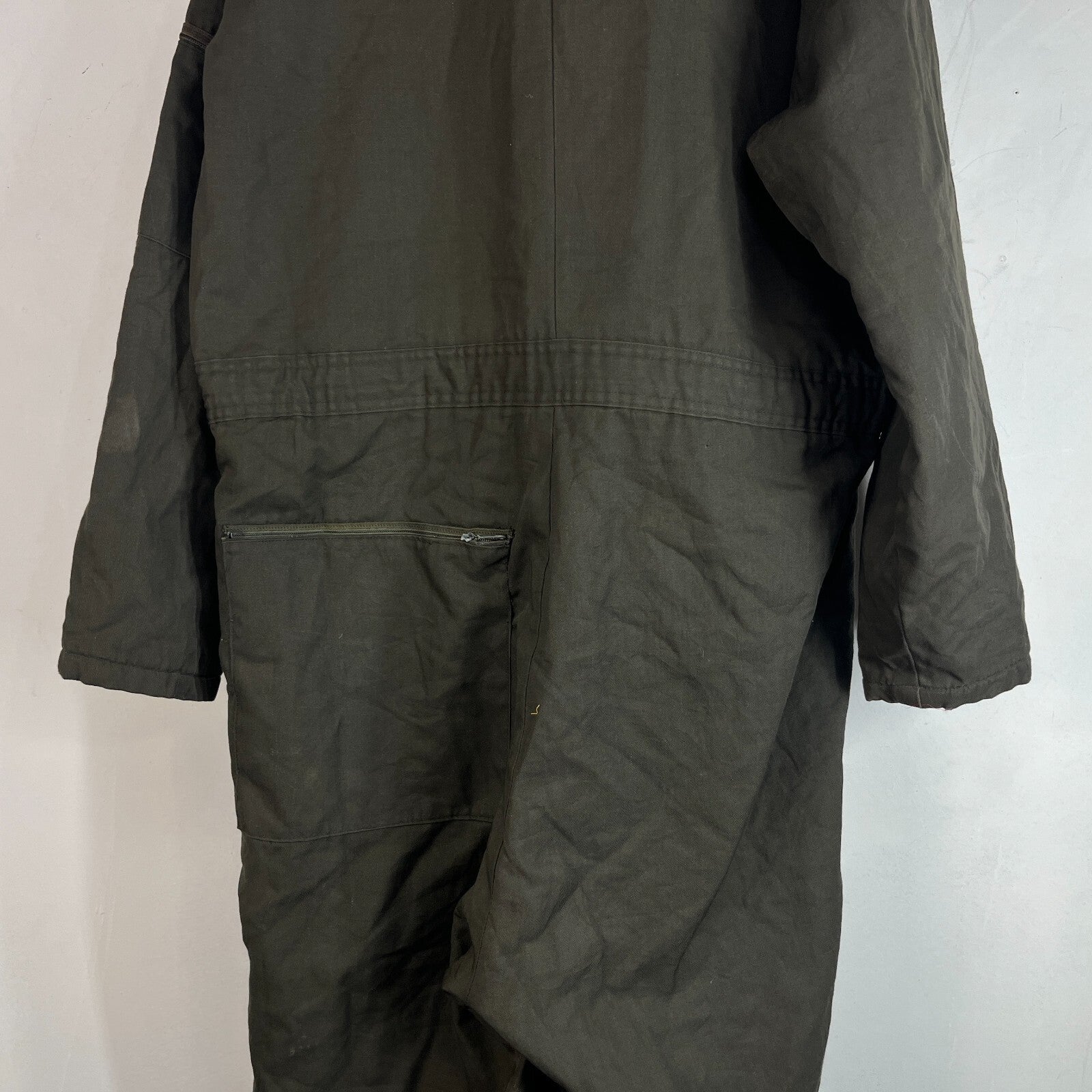 Vtg Montgomery Ward Powr House Thermal Insulated Overalls Green w/ Hood size XL