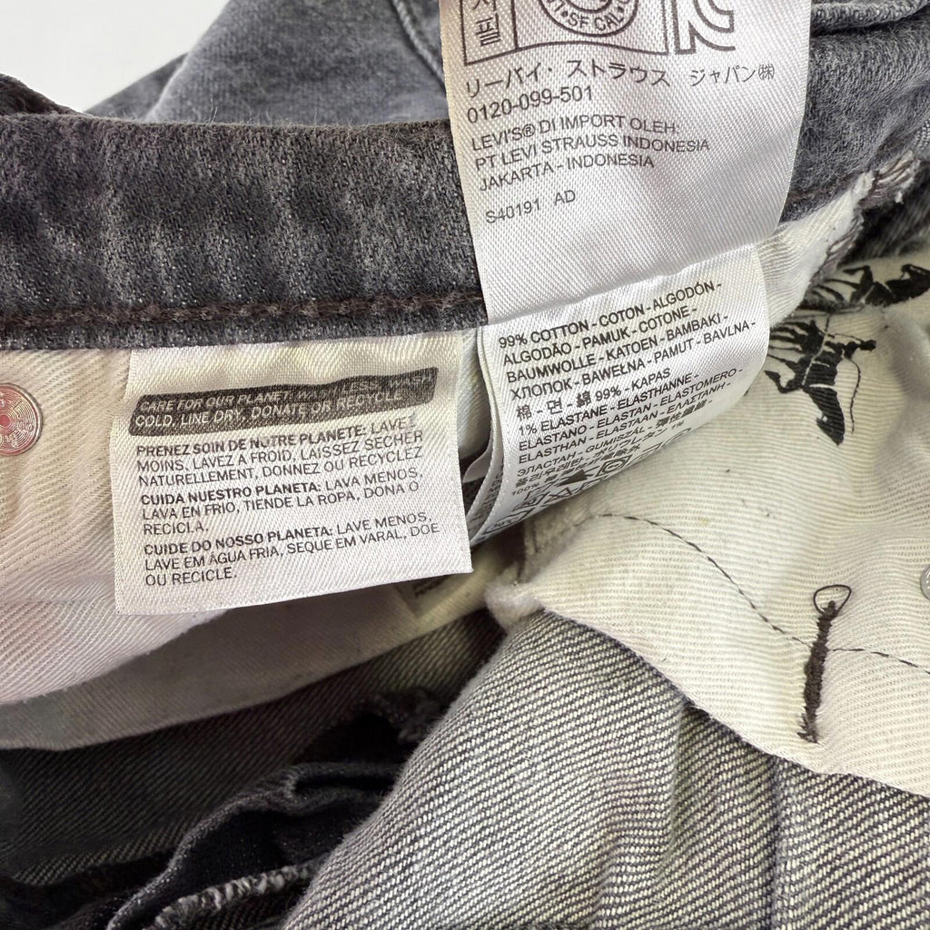 Levis 504 Denim Jeans Women’s Low Slouch Slim Straight Stretch Grey W34 L30
