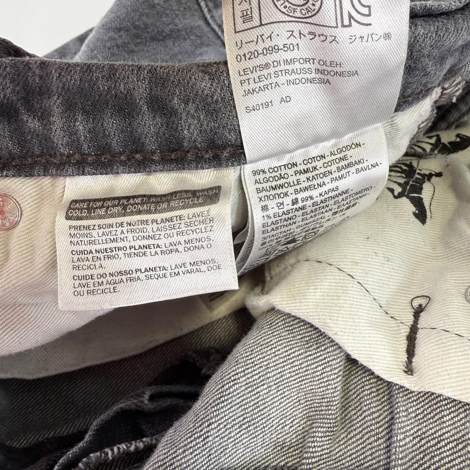 Levis 504 Denim Jeans Women’s Low Slouch Slim Straight Stretch Grey W34 L30