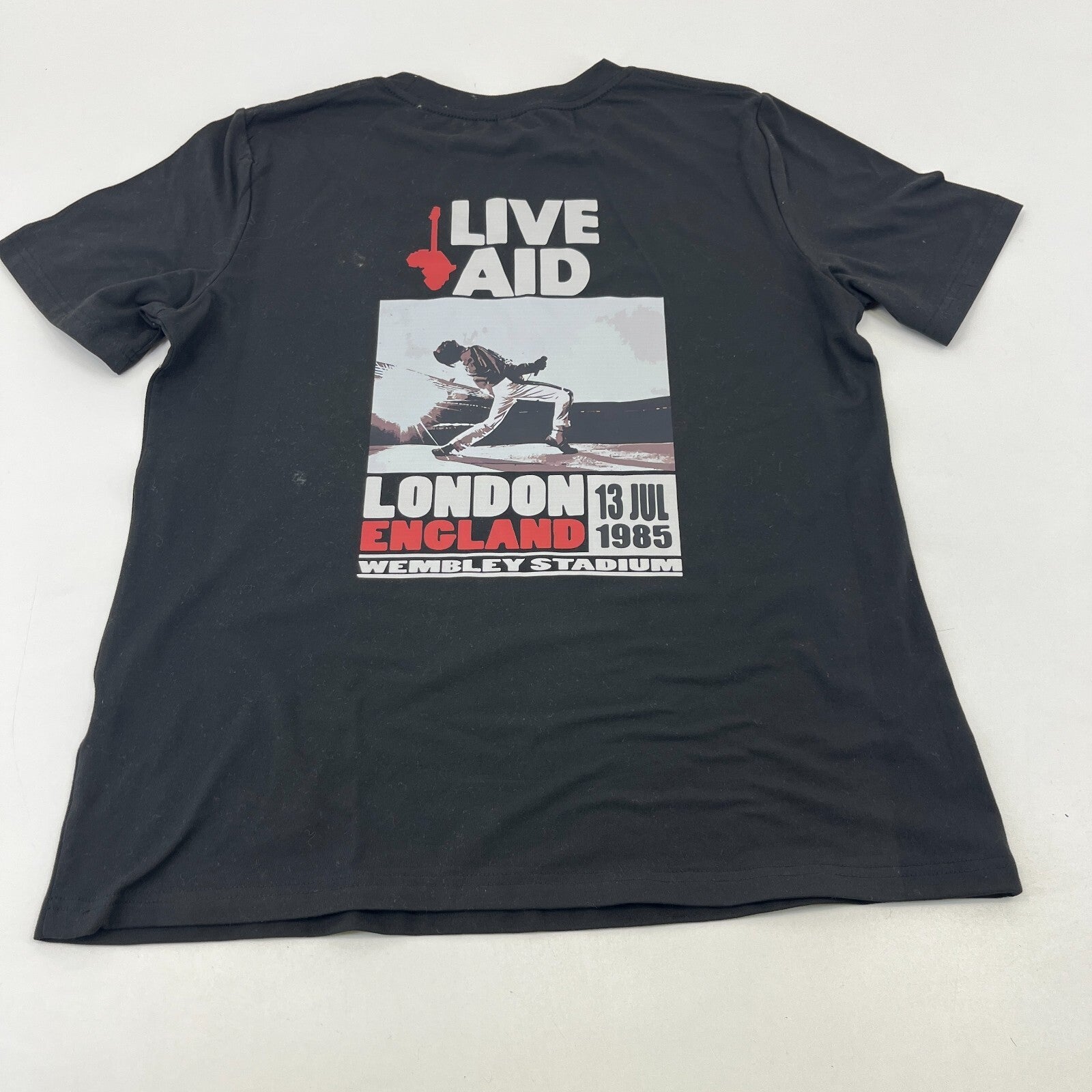 Live Aid 1985 T-Shirt in Black with Back Print Women's size Large