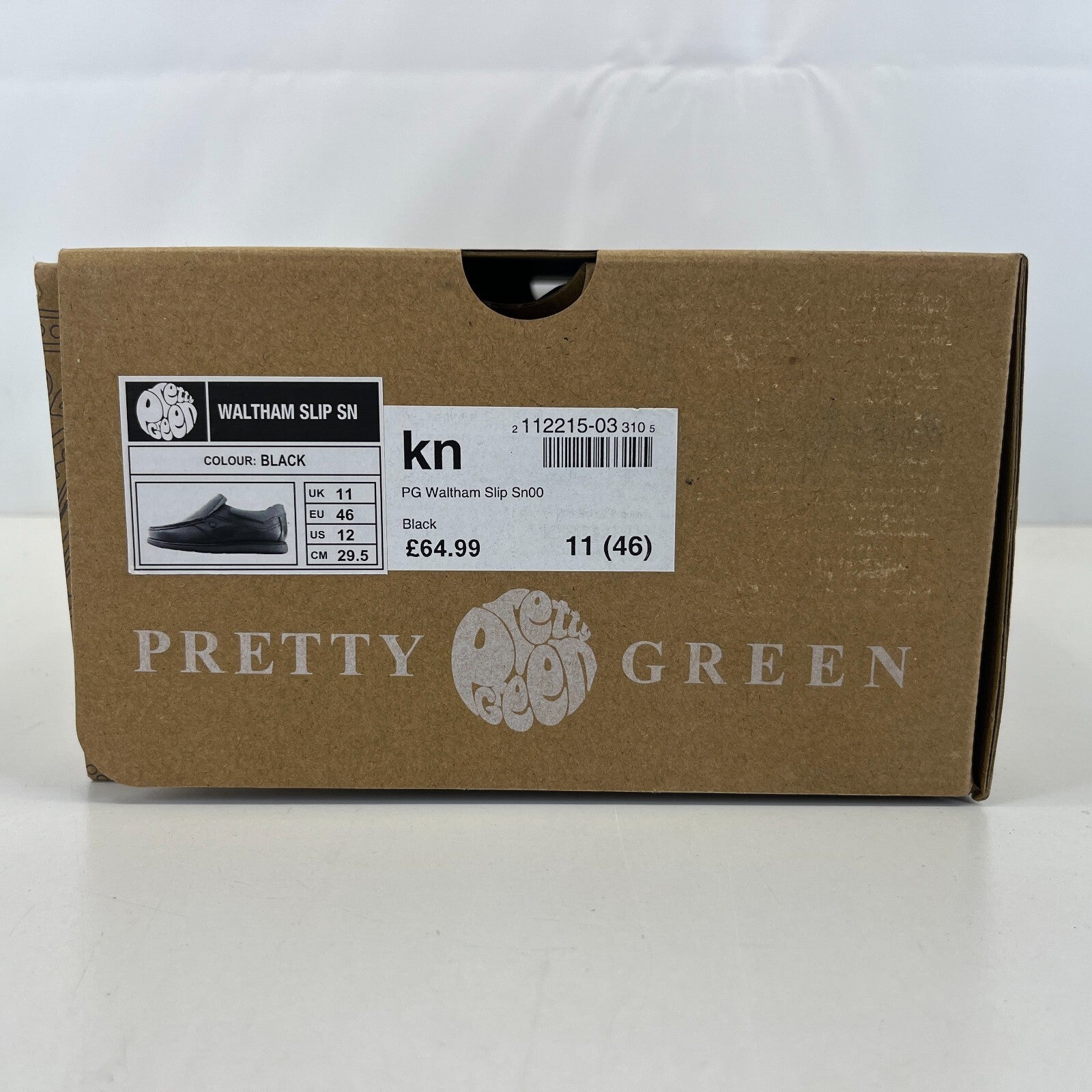 Pretty Green Waltham Slip On Shoes Moccasin Loafers Mens Black Leather UK 11 New