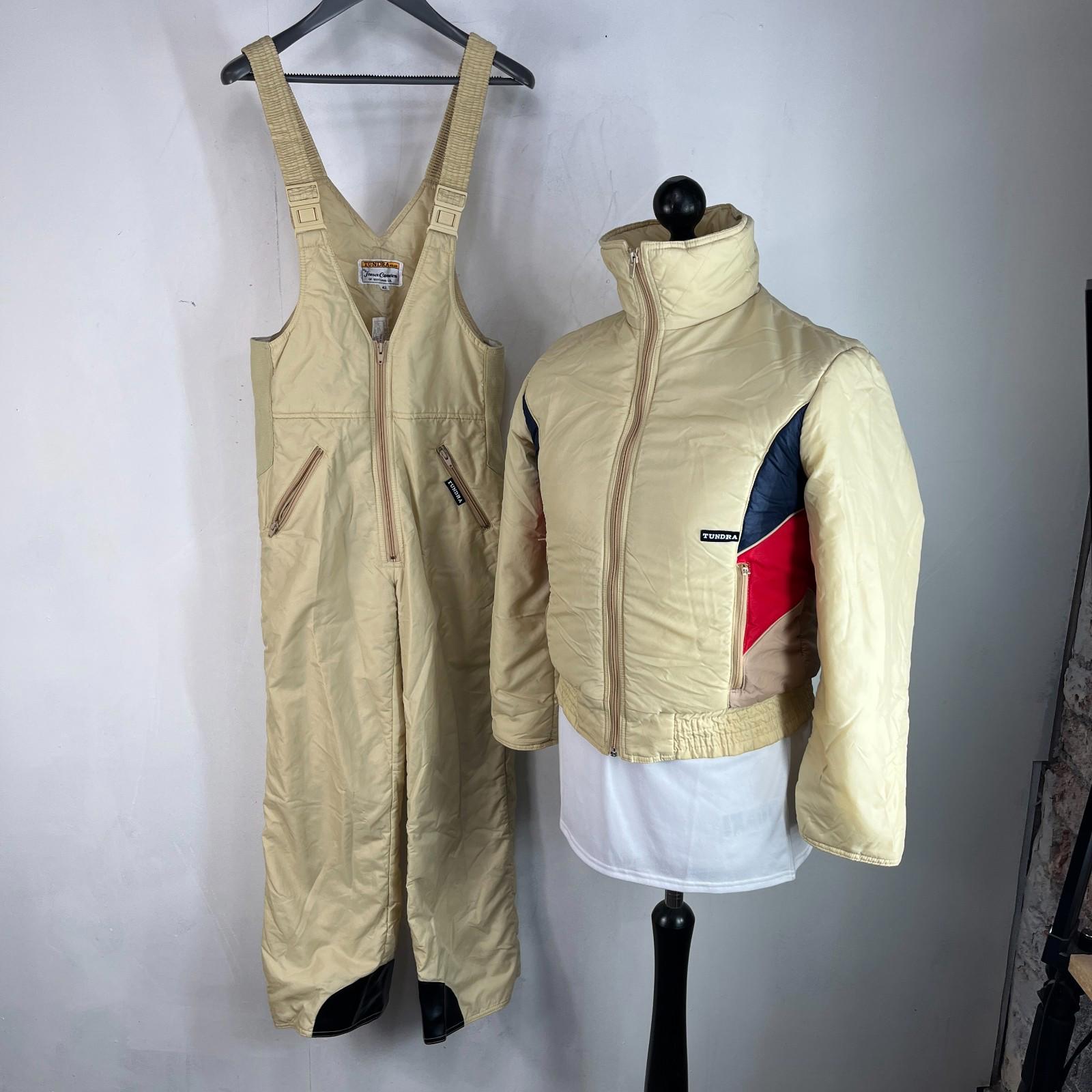 Vtg Tundra by Jasper Cameron Ski Jacket & Salopettes Set Beige size 42 Near Mint