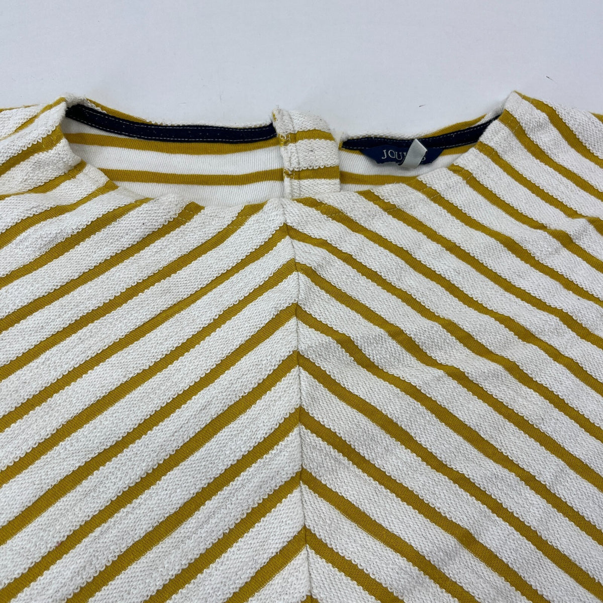 Joules Women's Rexerse Weave Casual Cosy Pullover White & Yellow size 20