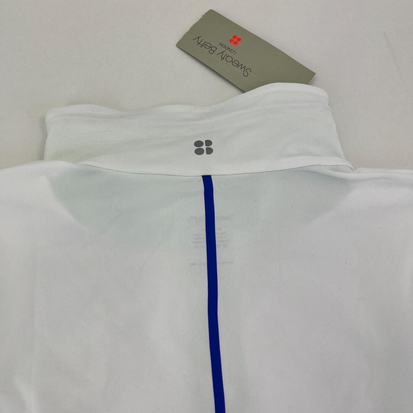 Sweaty Betty Gravity Run Half Zip Jacket Womens size M White Mint Green Pullover