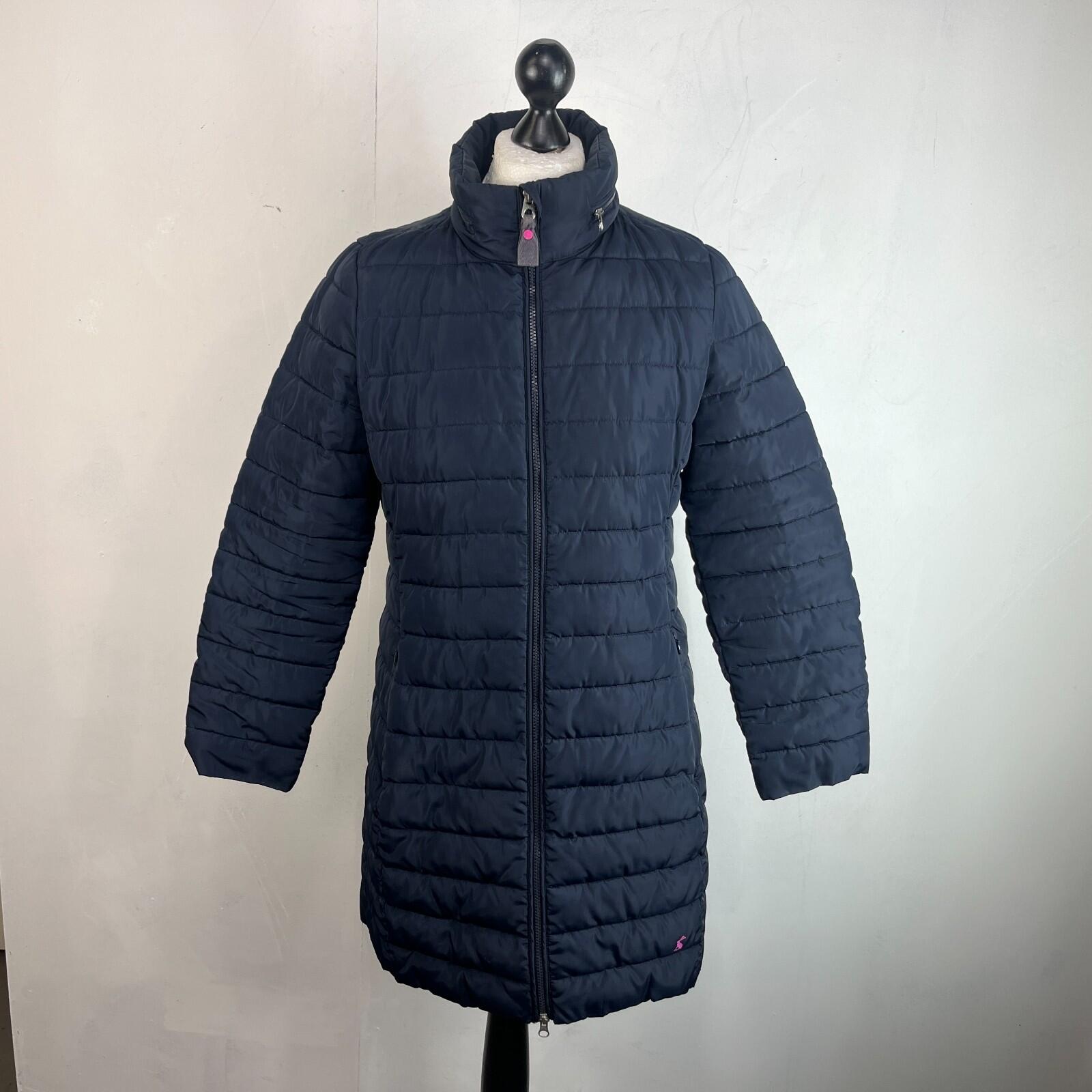 Joules Long Quilted Puffer Jacket Coat Navy Blue Women's UK size 14