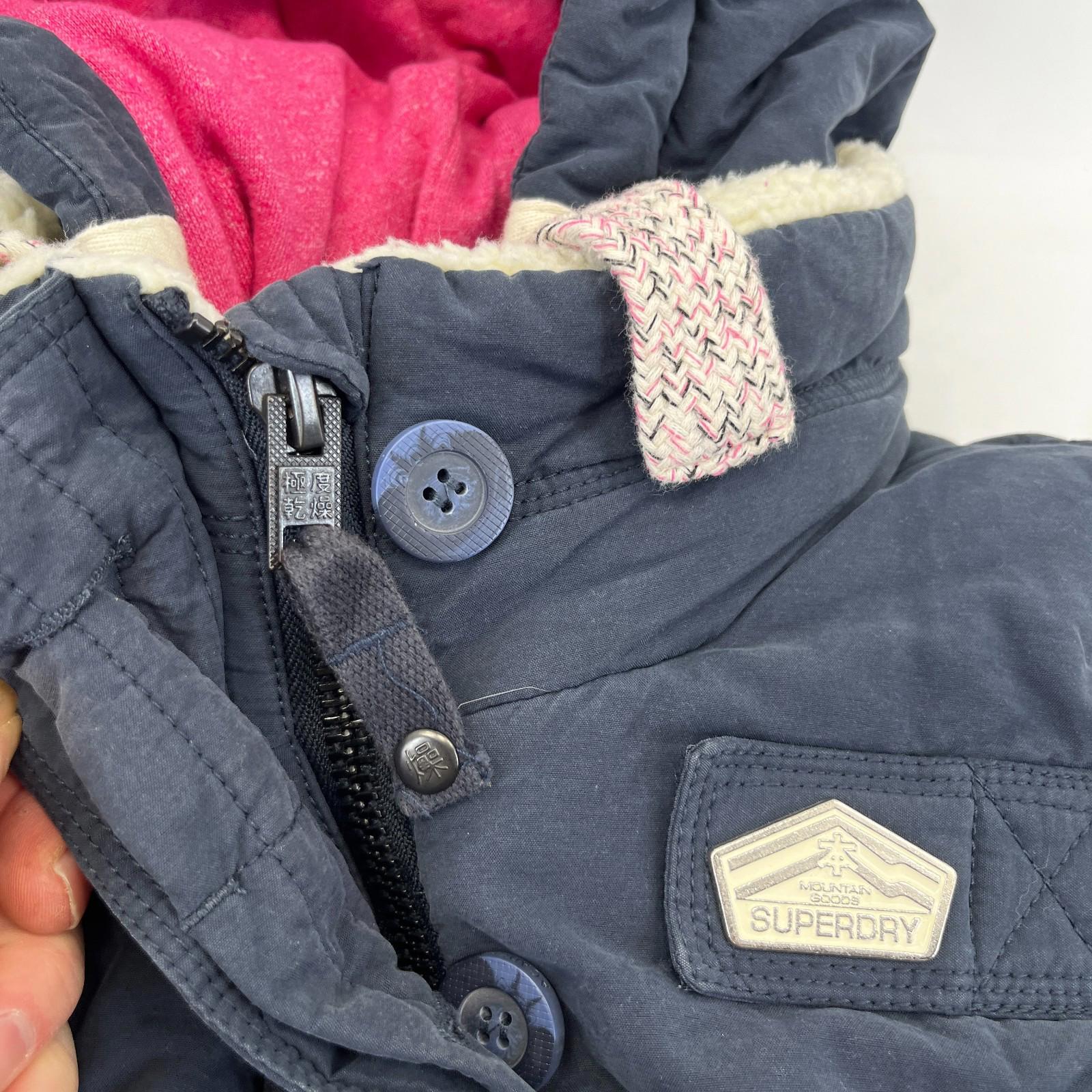 Superdry Alpine Sport Womens Gilet size L Blue Body Warmer Vest Sherpa Collar