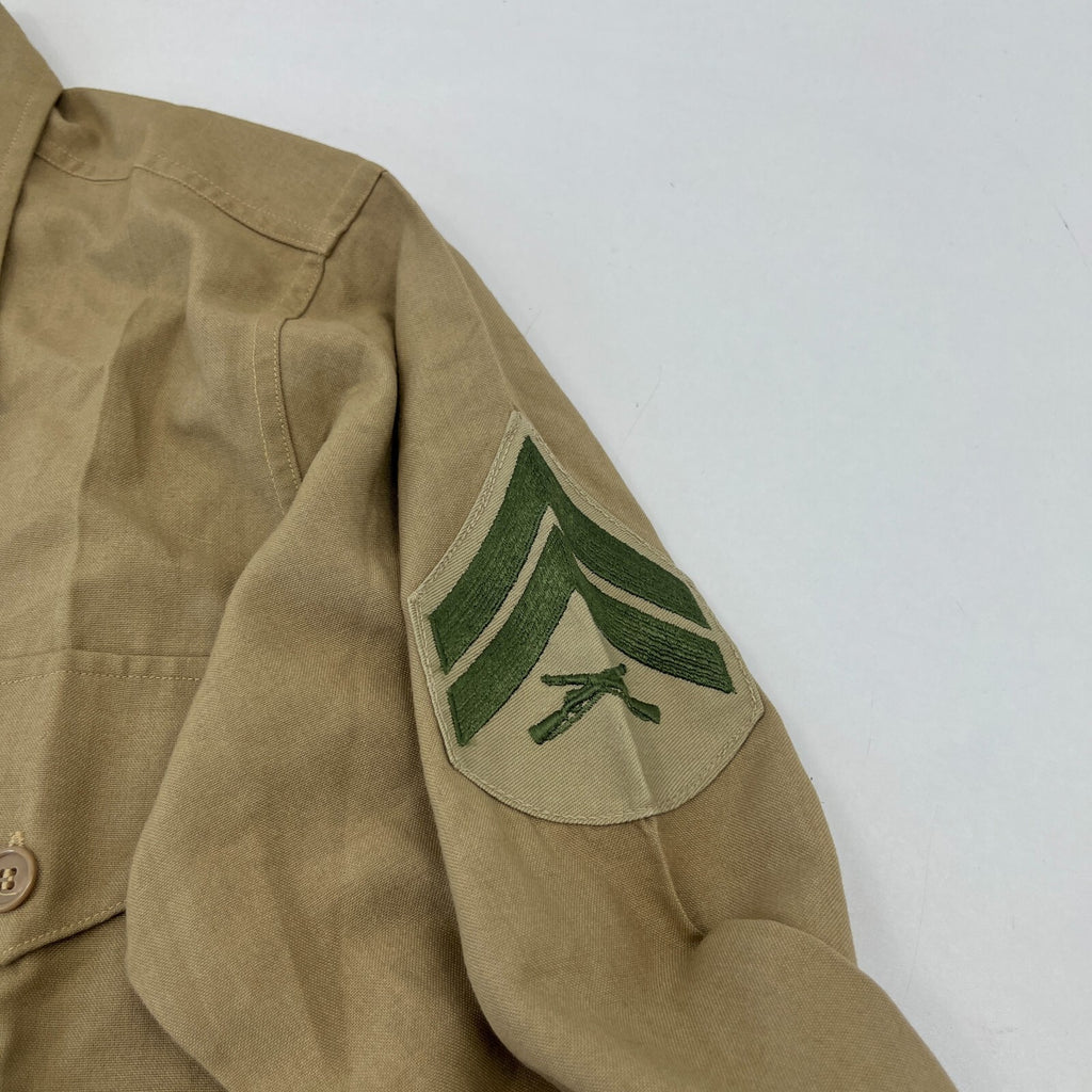 Vintage American Army Military Long Sleeve Shirt Khaki Brown size M