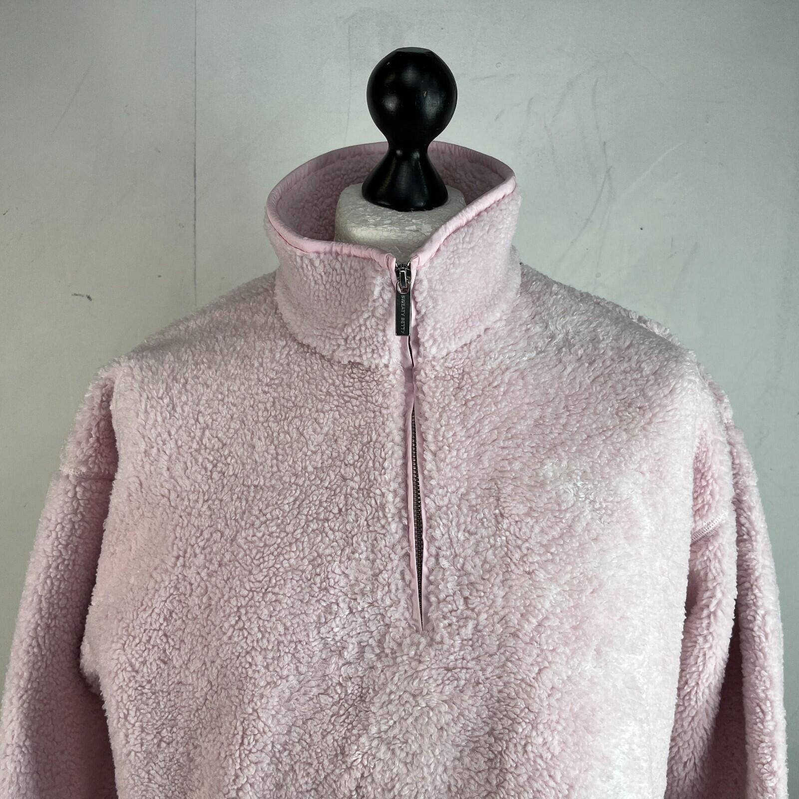 Sweaty Betty Plush Frost Pink Heavy Fleece Long Sleeve Half Zip Size M/12