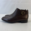 M&S Women’s Dark Brown Leather Almond Toe Ankle Boots Block Heel & Side Zip UK 8