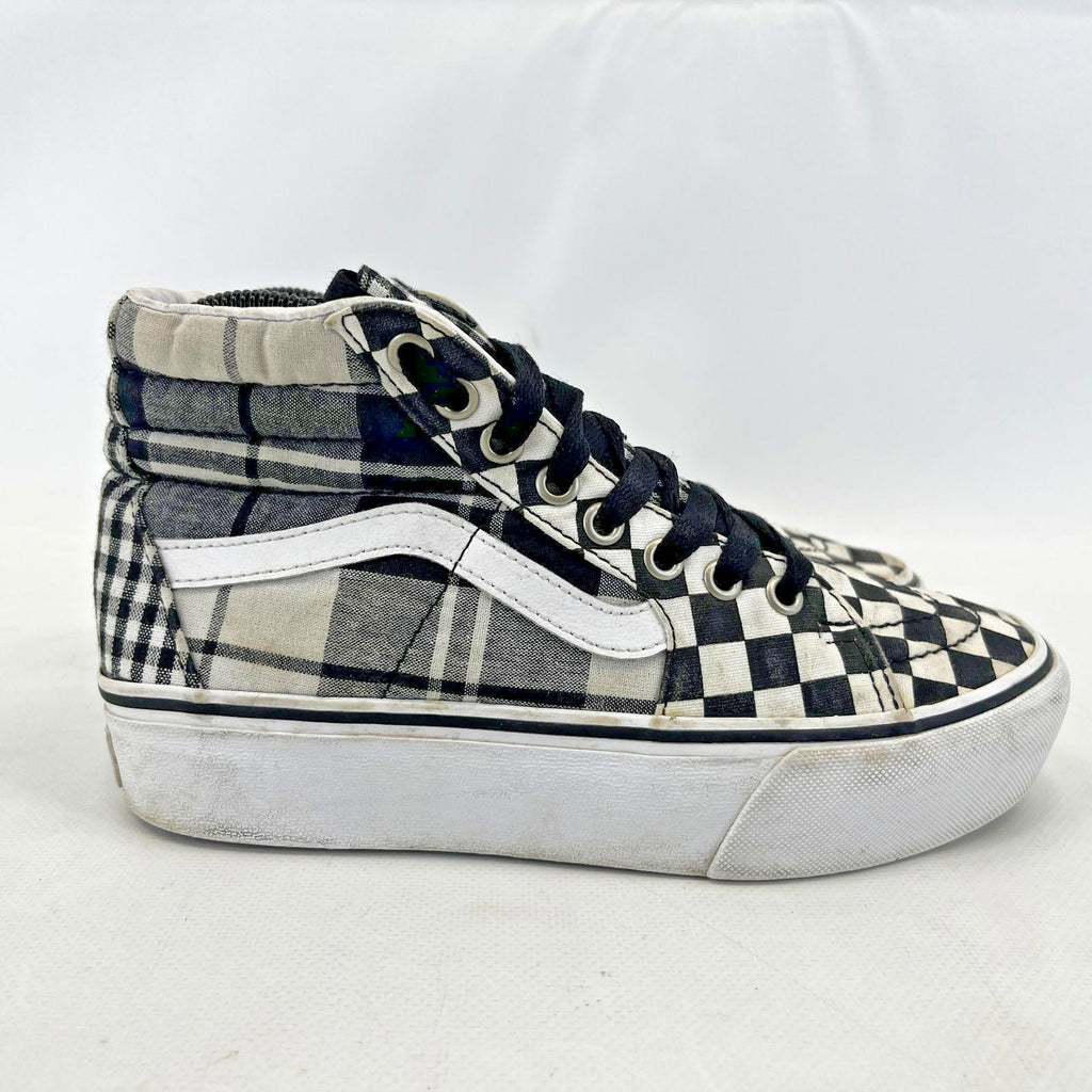 Vans Off The Wall Black/White Checkerboard Hi Top Trainers UK size 3