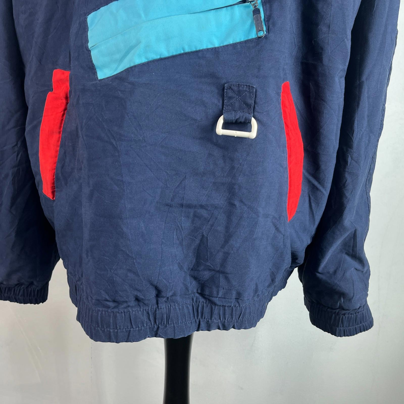 Vintage Rare Diadora 80’s Quarter Zip Pullover Jacket Top Retro Blue/Red size XL