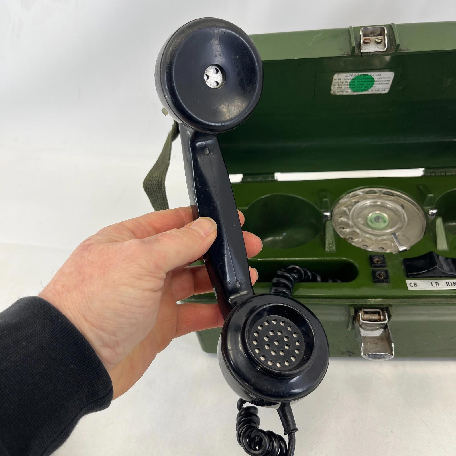 British Army Linesman Field Phone Telephone in Green with Strap